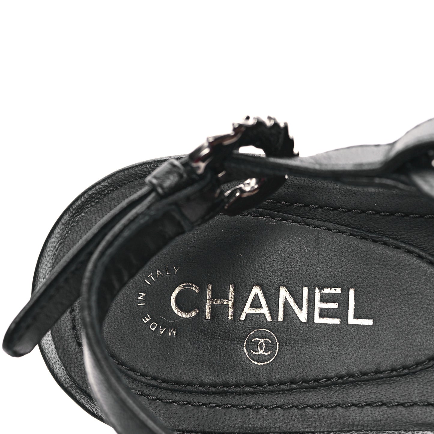 Lambskin Leaf CC Thong Sandals 38.5 Black