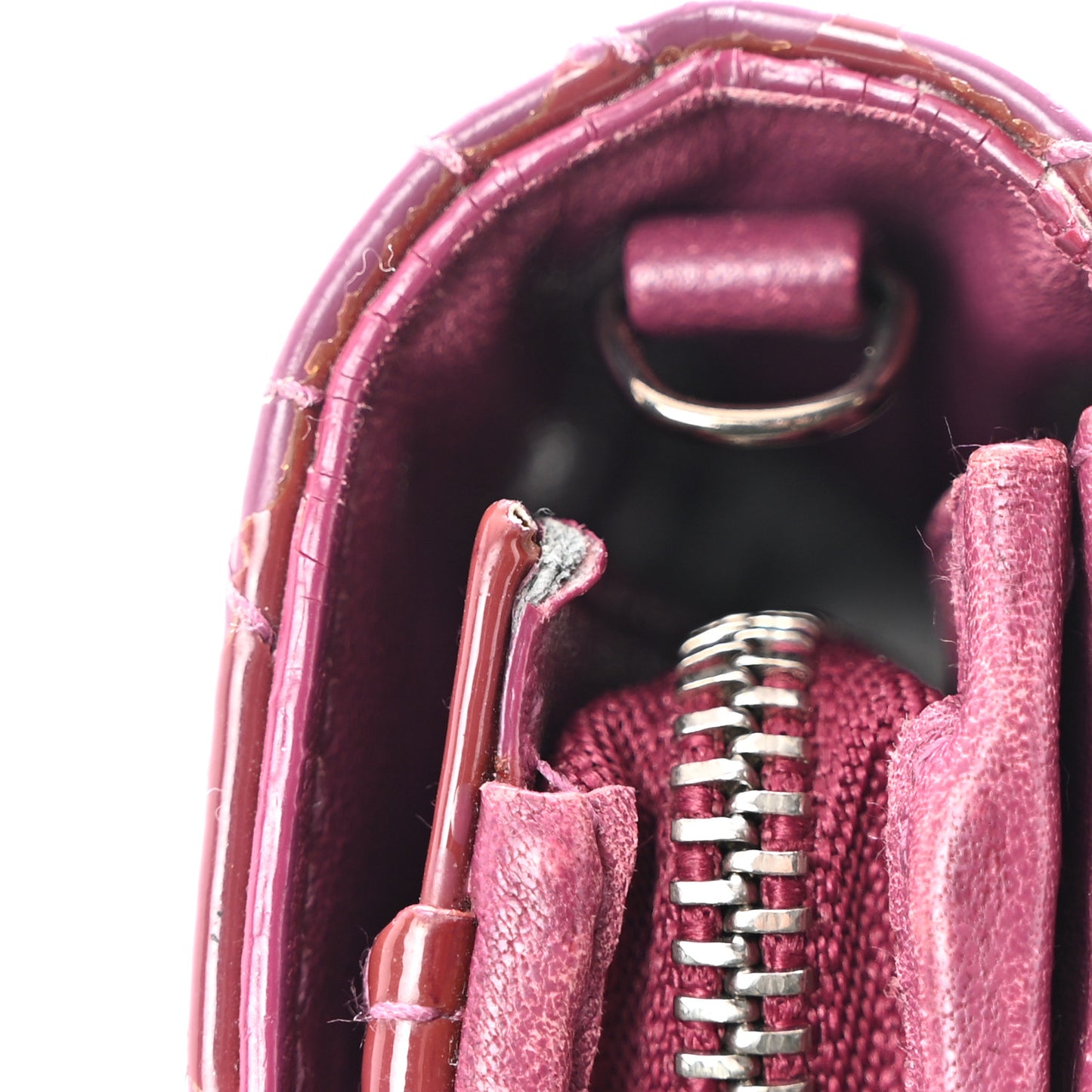 Patent Cannage Lady Dior Rendezvous Wallet On Chain Fuchsia