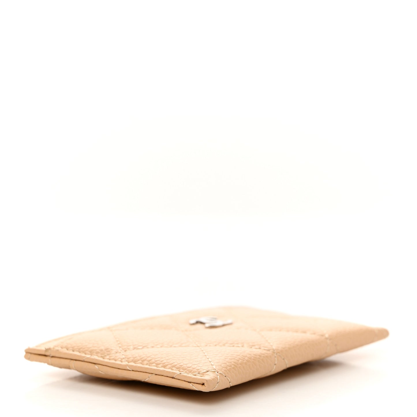 Caviar Quilted Card Holder Beige