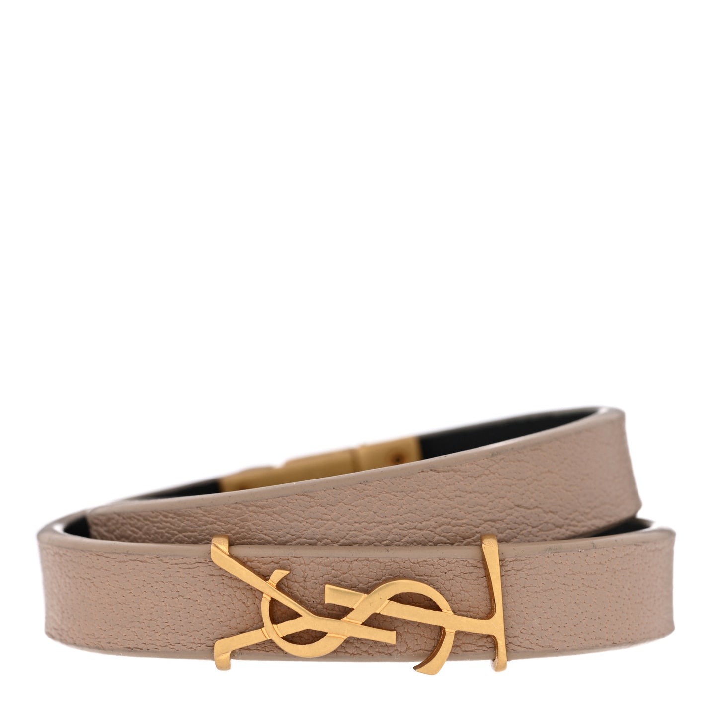 Calfskin Opyum Double Wrap Bracelet S Dark Beige
