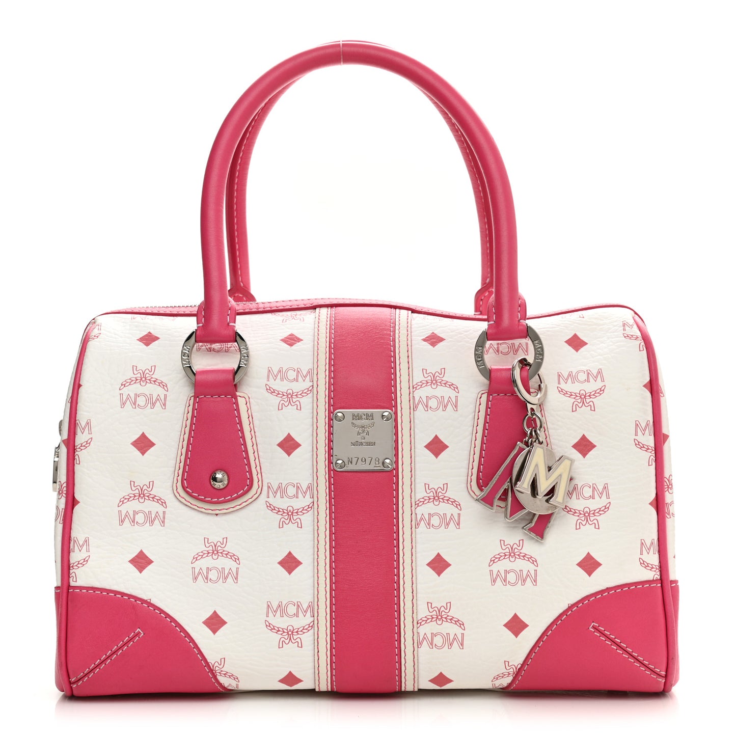 Visetos Medium Boston Bag Pink White