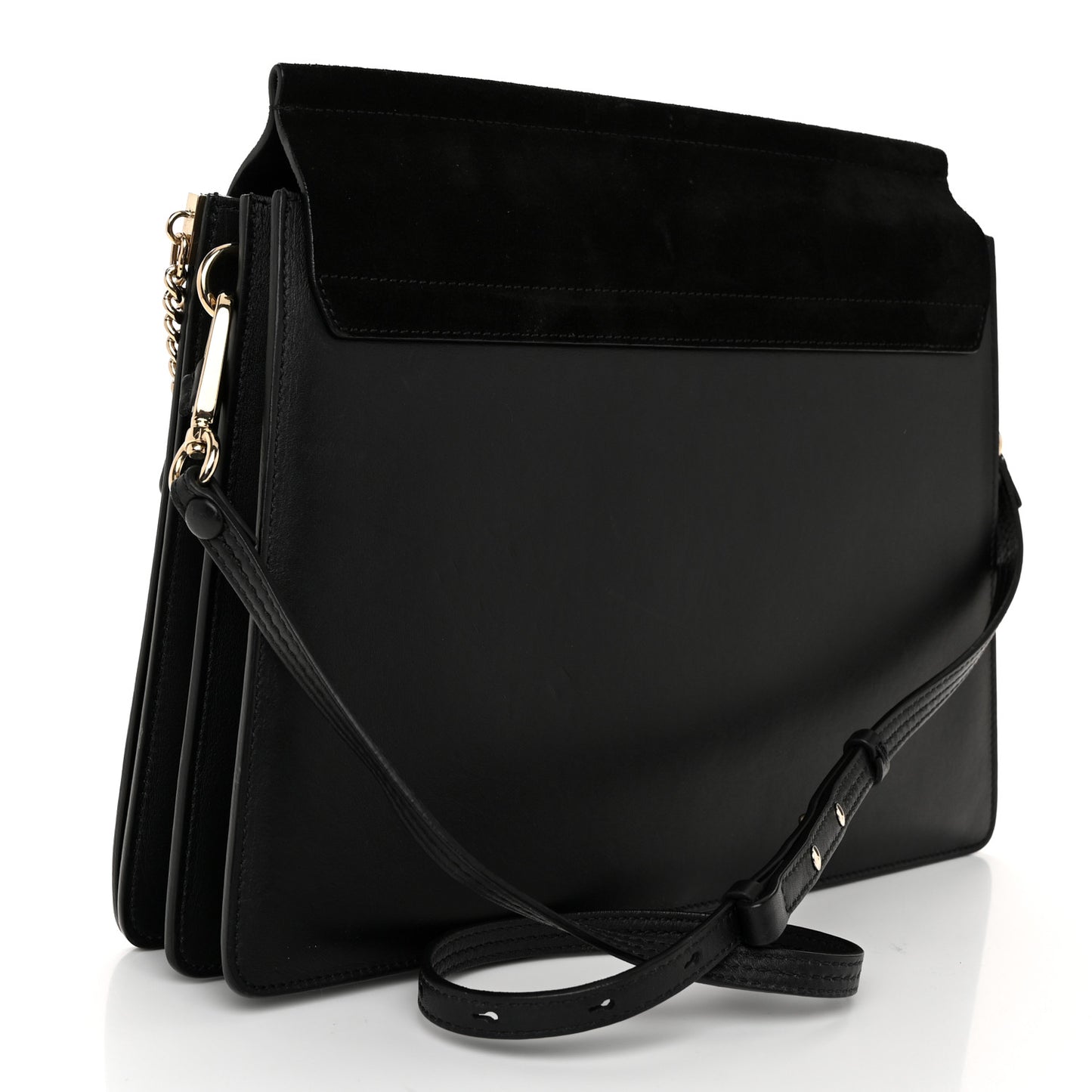 Suede Calfskin Medium Faye Shoulder Bag Black
