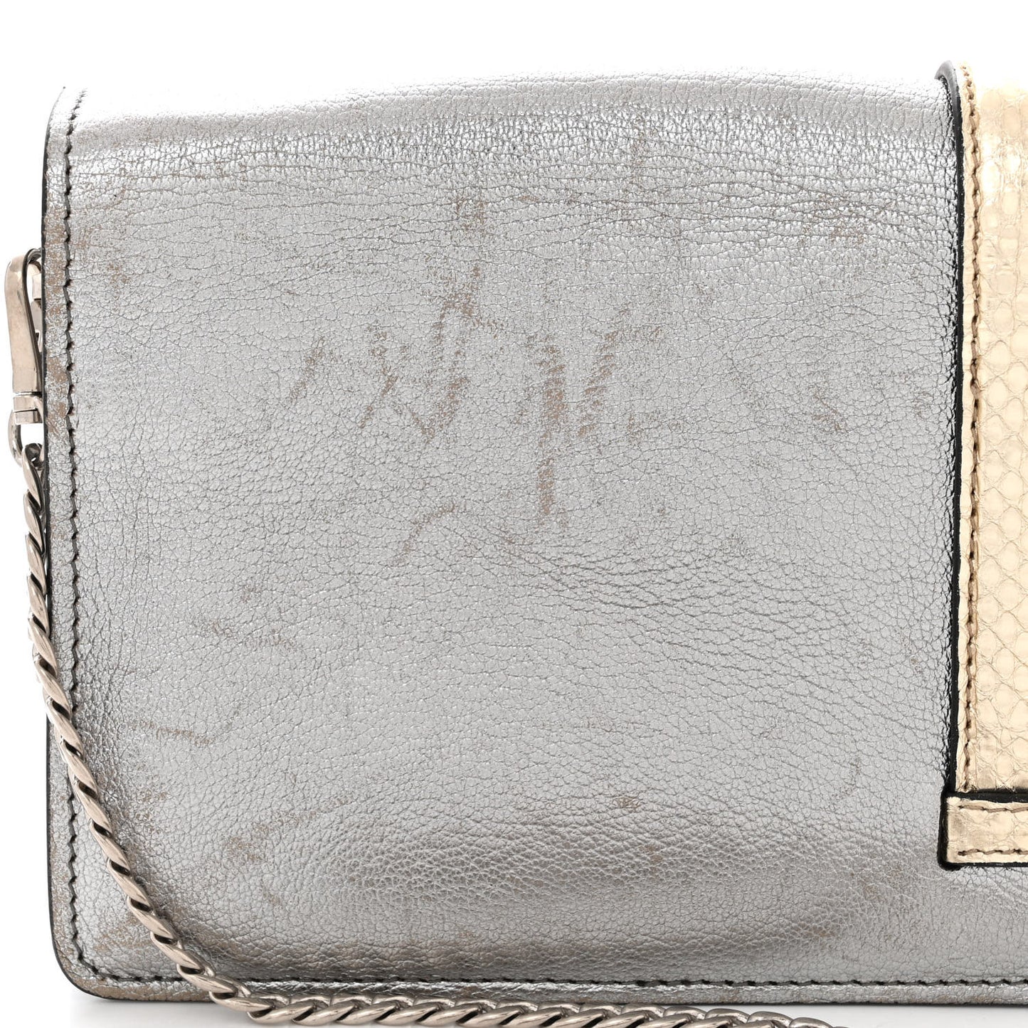Metallic Goatskin Madras Ayers Crystal Embellished Shoulder Bag Cromo Pirite