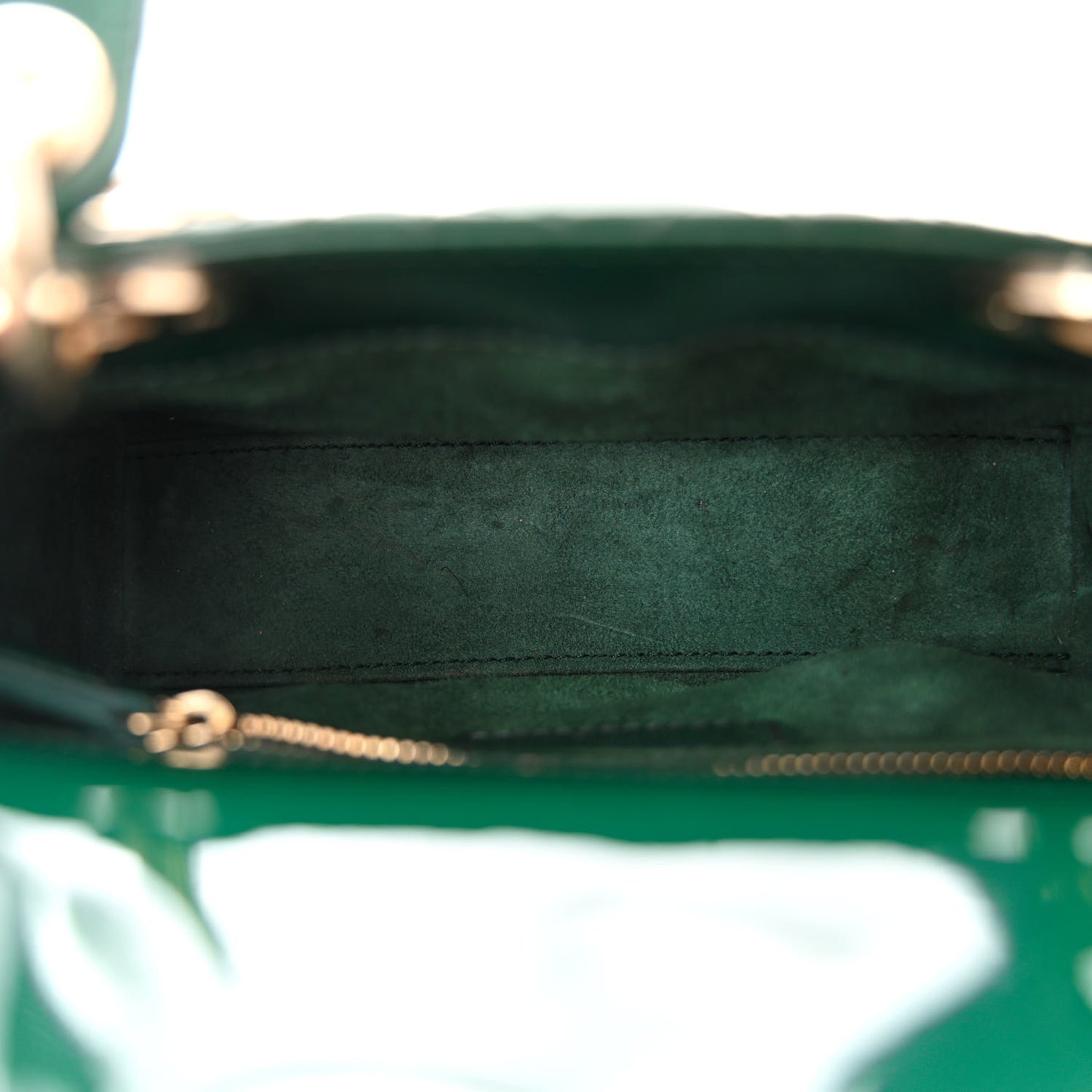 Patent Cannage Mini Lady Dior Pine Green