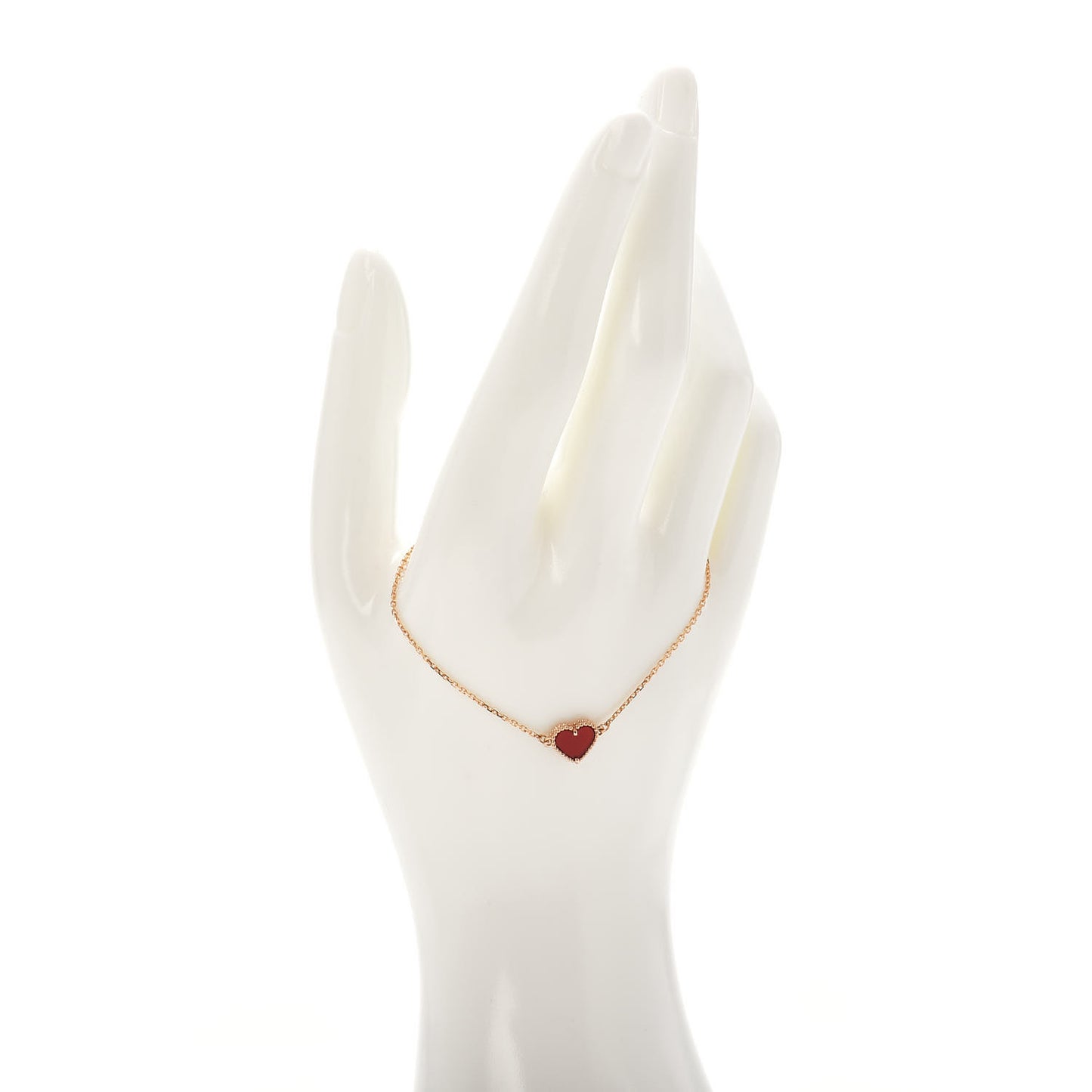 18K Rose Gold Carnelian Sweet Alhambra Heart Bracelet