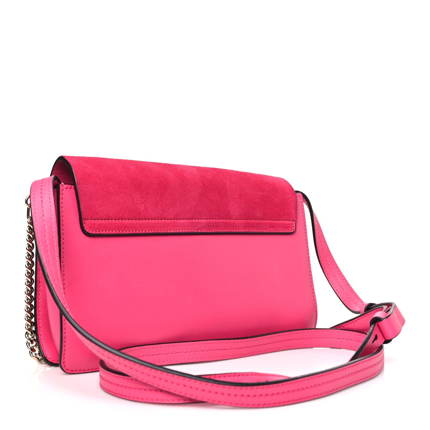 Suede Calfskin Small Faye Shoulder Bag Fuchsia Rose