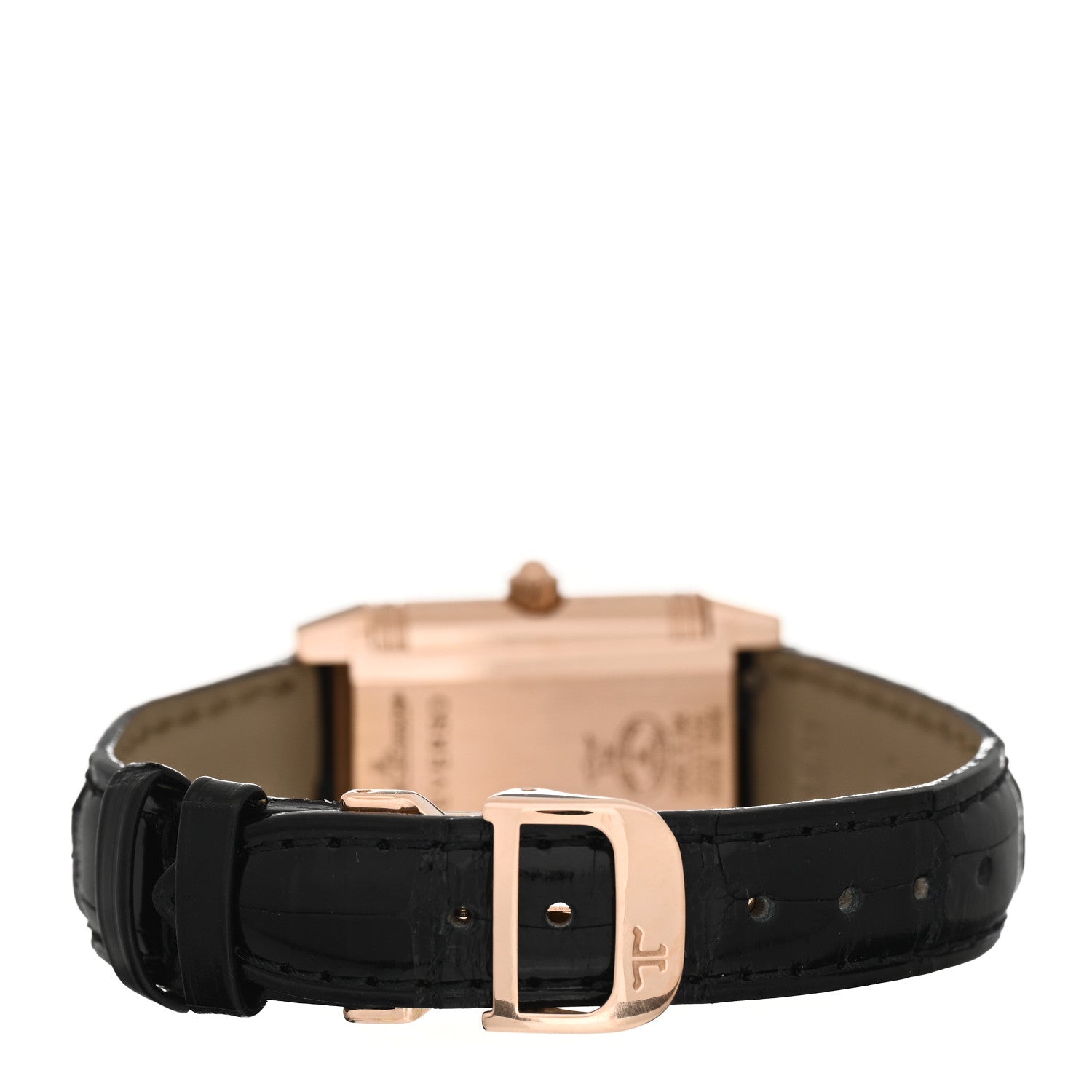 Jaeger-LeCoultre 18K Rose Gold Alligator Diamond 33mm Reverso Classic Duetto Manual Winding Watch Black Q2662420 5 of 7