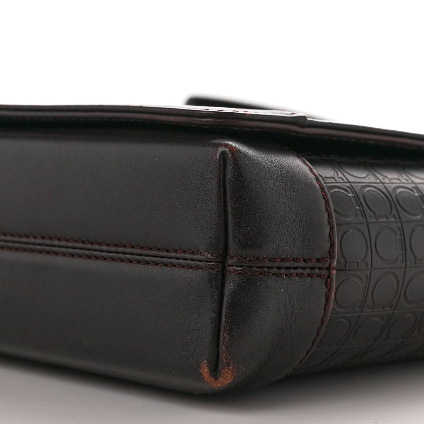 Calfskin Gancini Messenger Bag Dark Brown