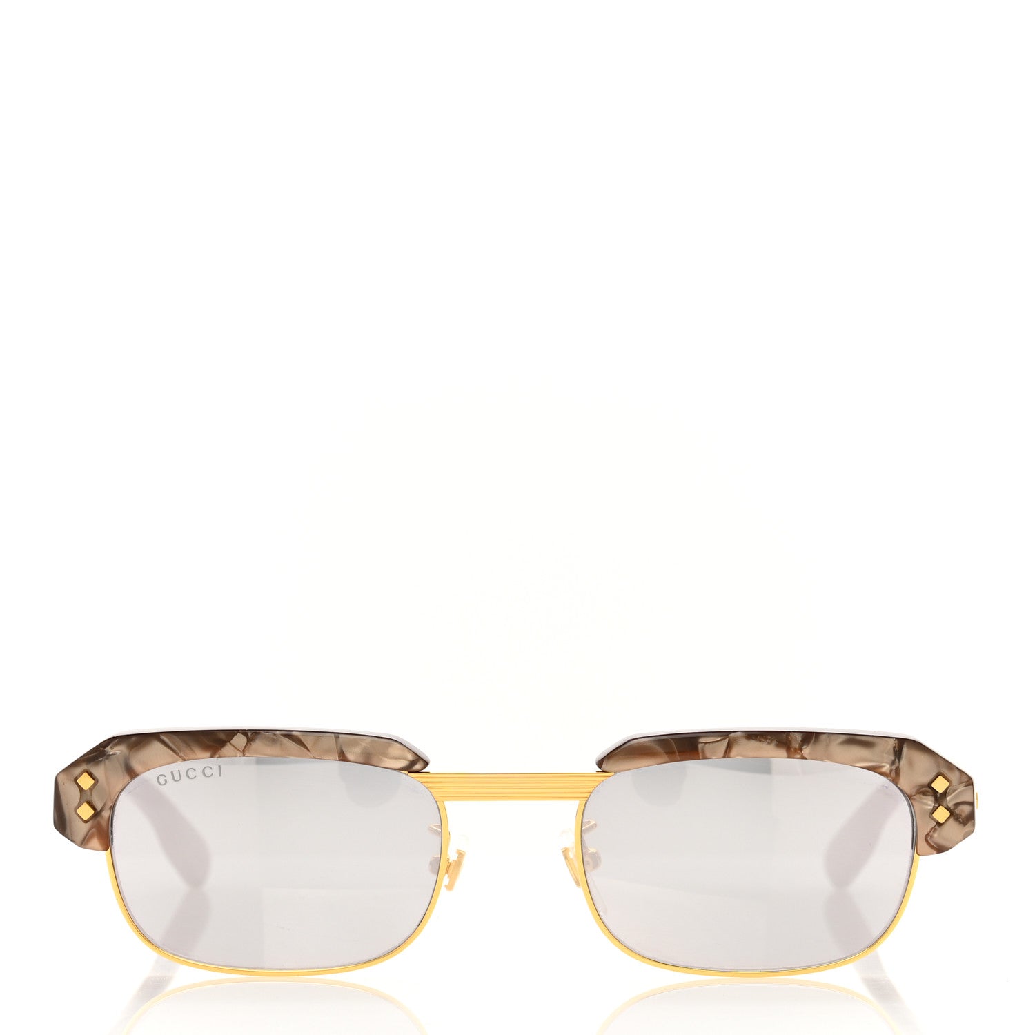 Gucci Acetate Half-Rim Rectangle GG1480S Sunglasses Brown 2 of 9