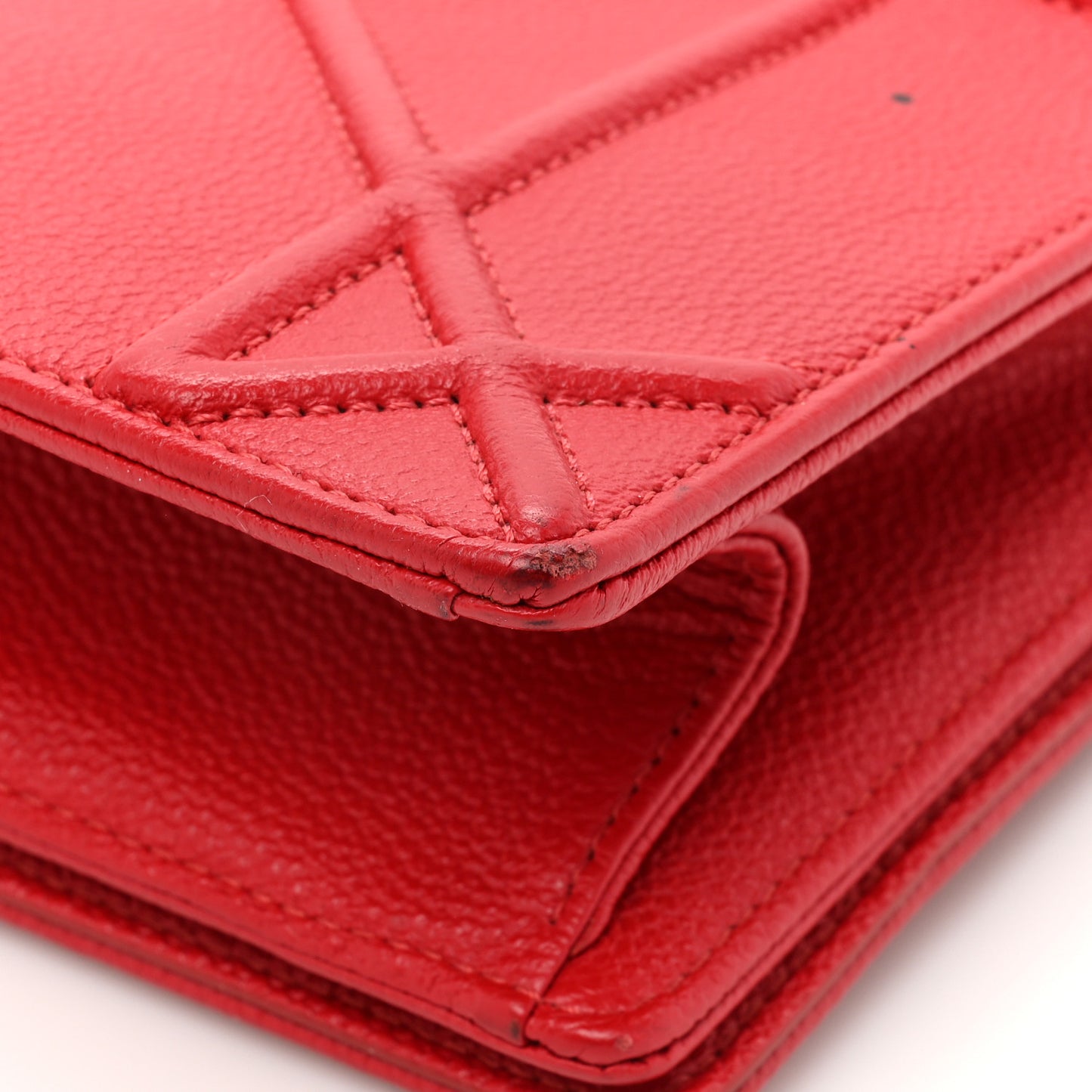Grained Calfskin Medium Diorama Flap Bag Red