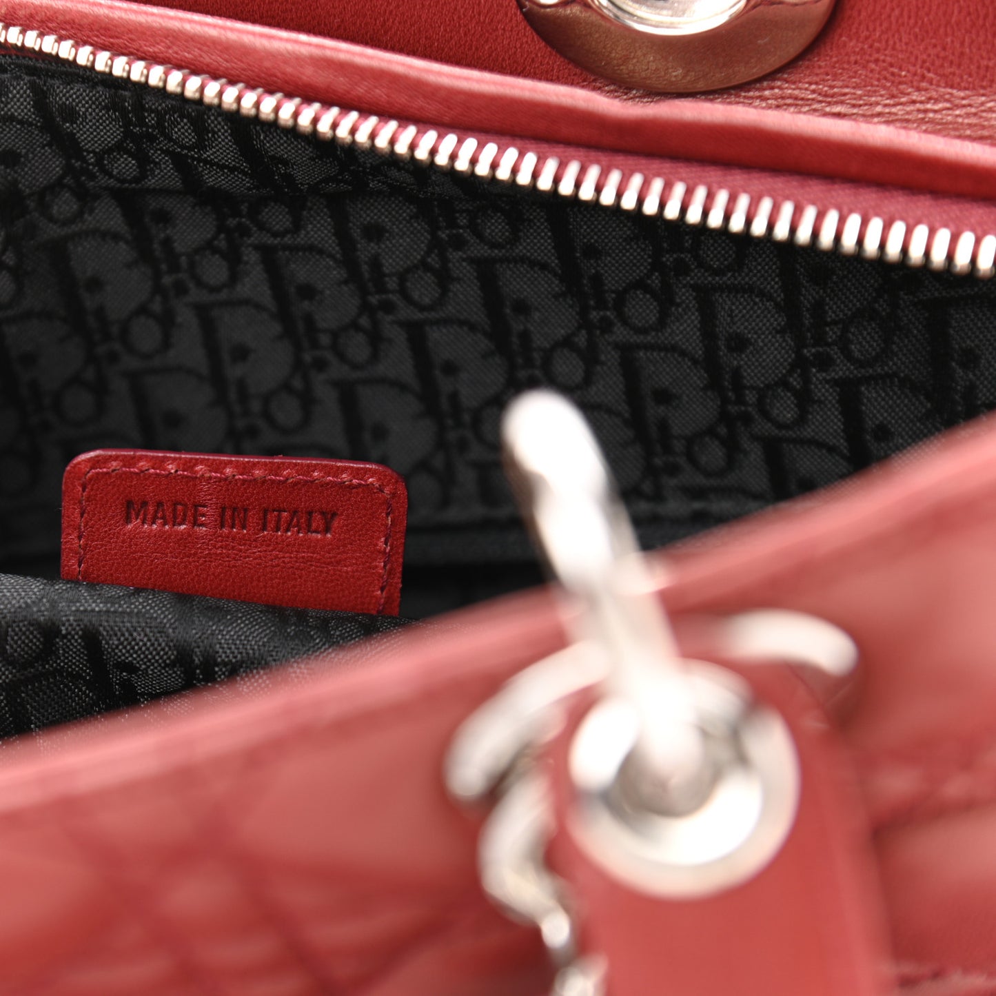 Lambskin Cannage Large Lady Dior Red