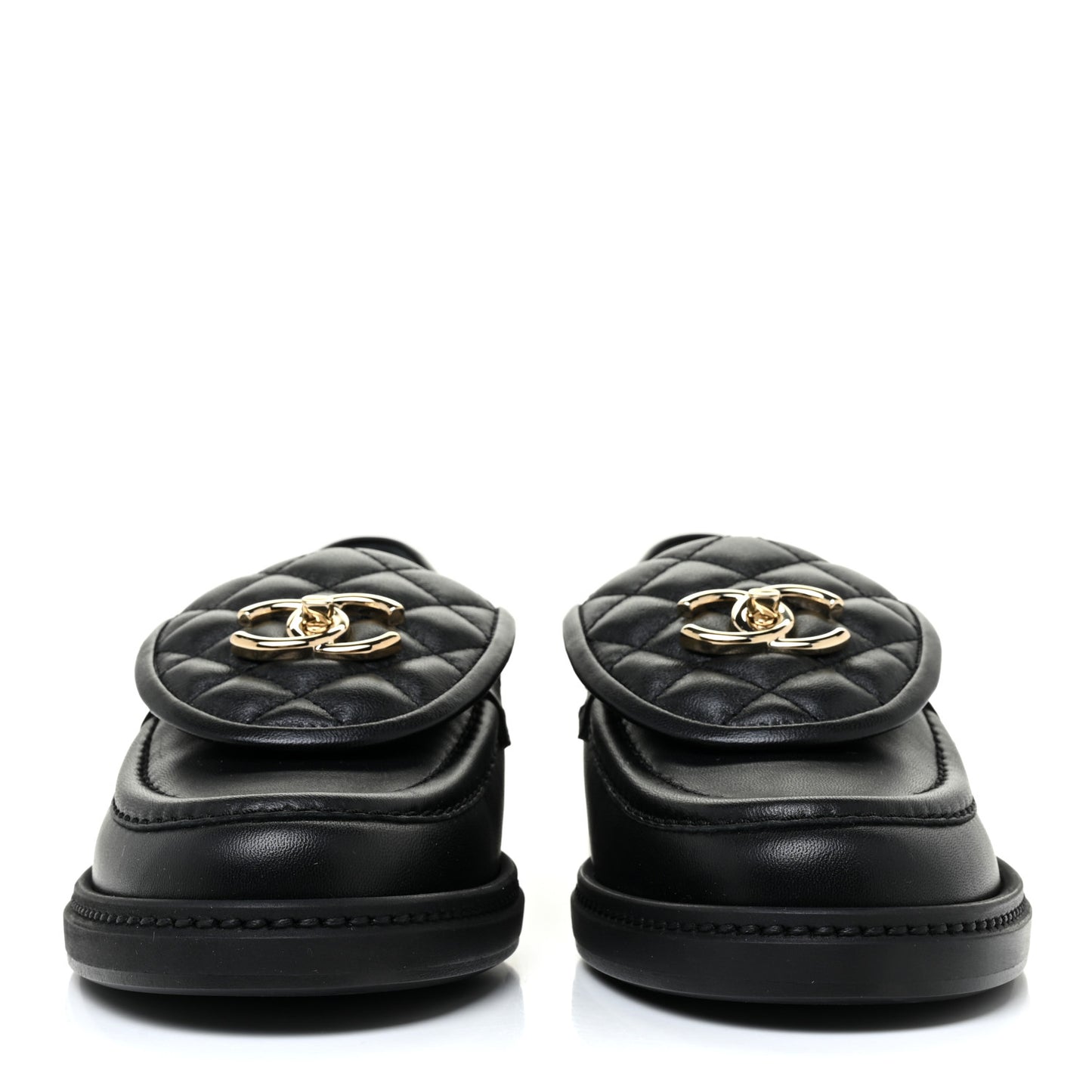 Lambskin Quilted CC Turnlock Loafers 38 Black
