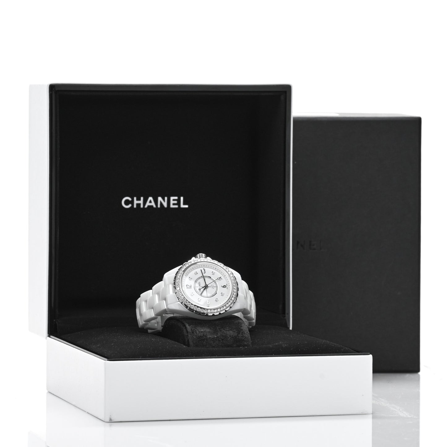 Stainless Steel Ceramic Diamond Bezel 33mm J12 Quartz Watch White
