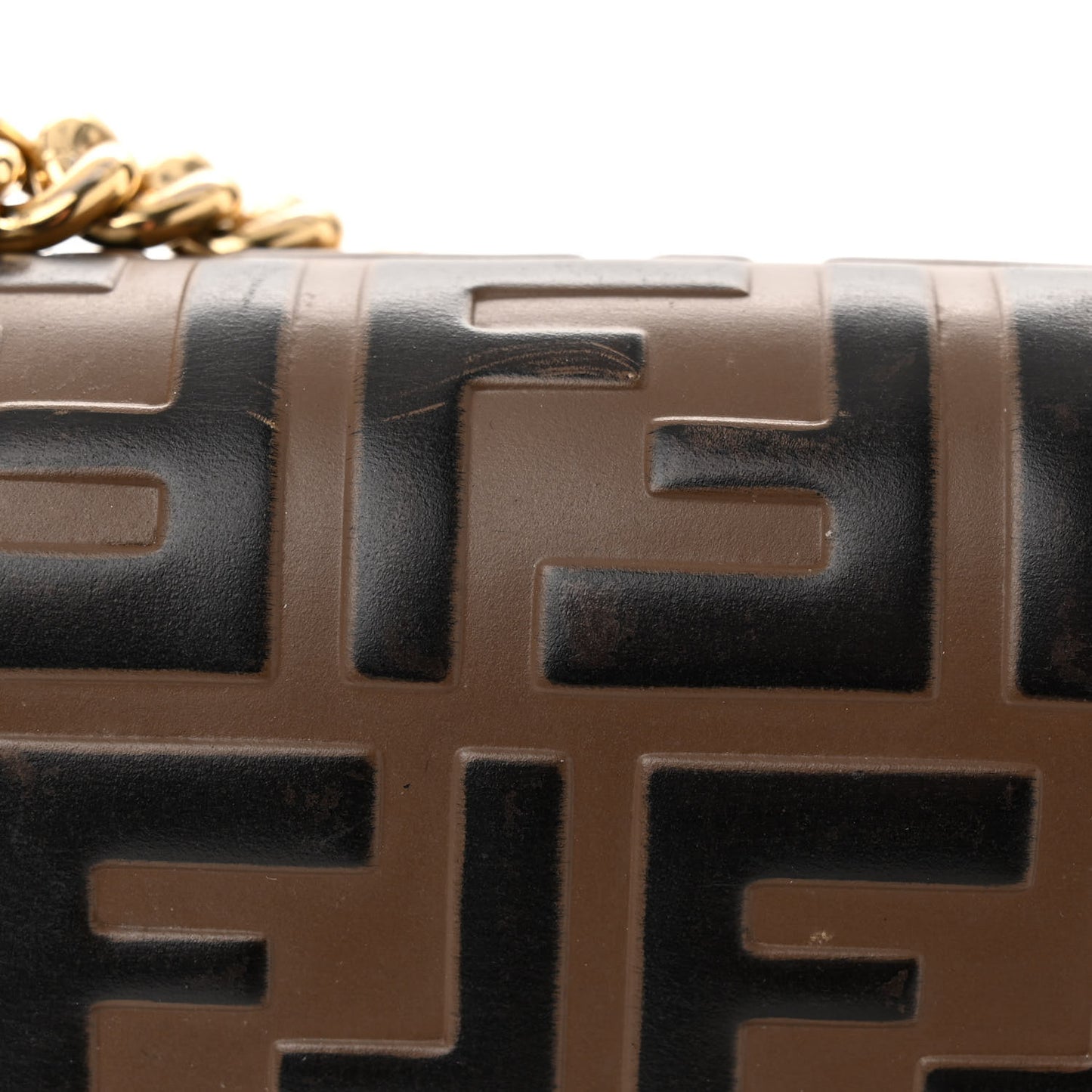 Vitello Liberty Bi-Color FF 1974 Embossed Small Kan U Shoulder Bag Maya Black