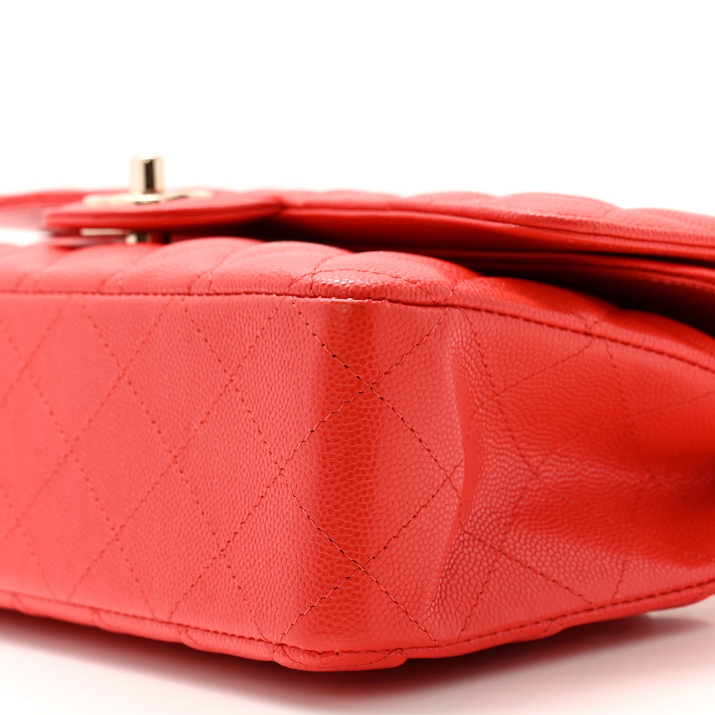 Caviar Quilted Medium Double Flap Red