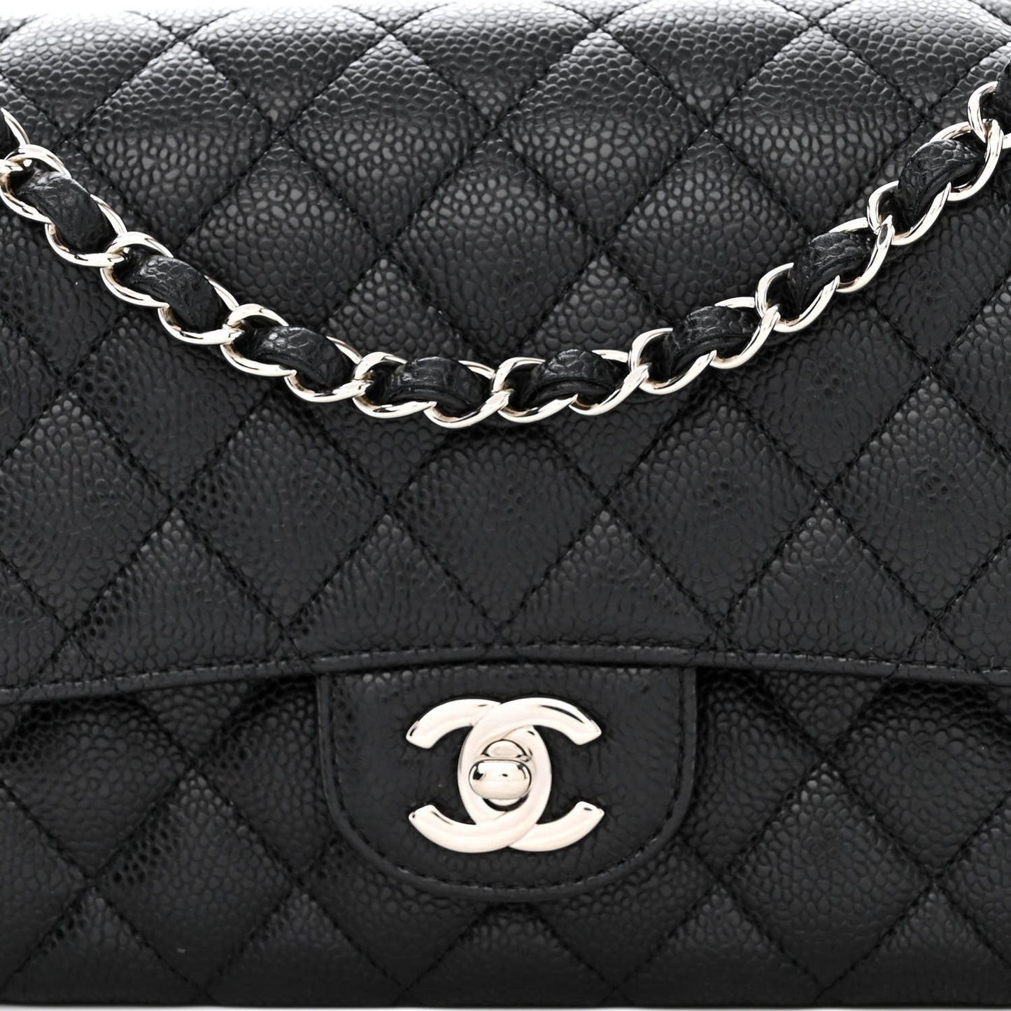 Caviar Quilted Medium Double Flap Black