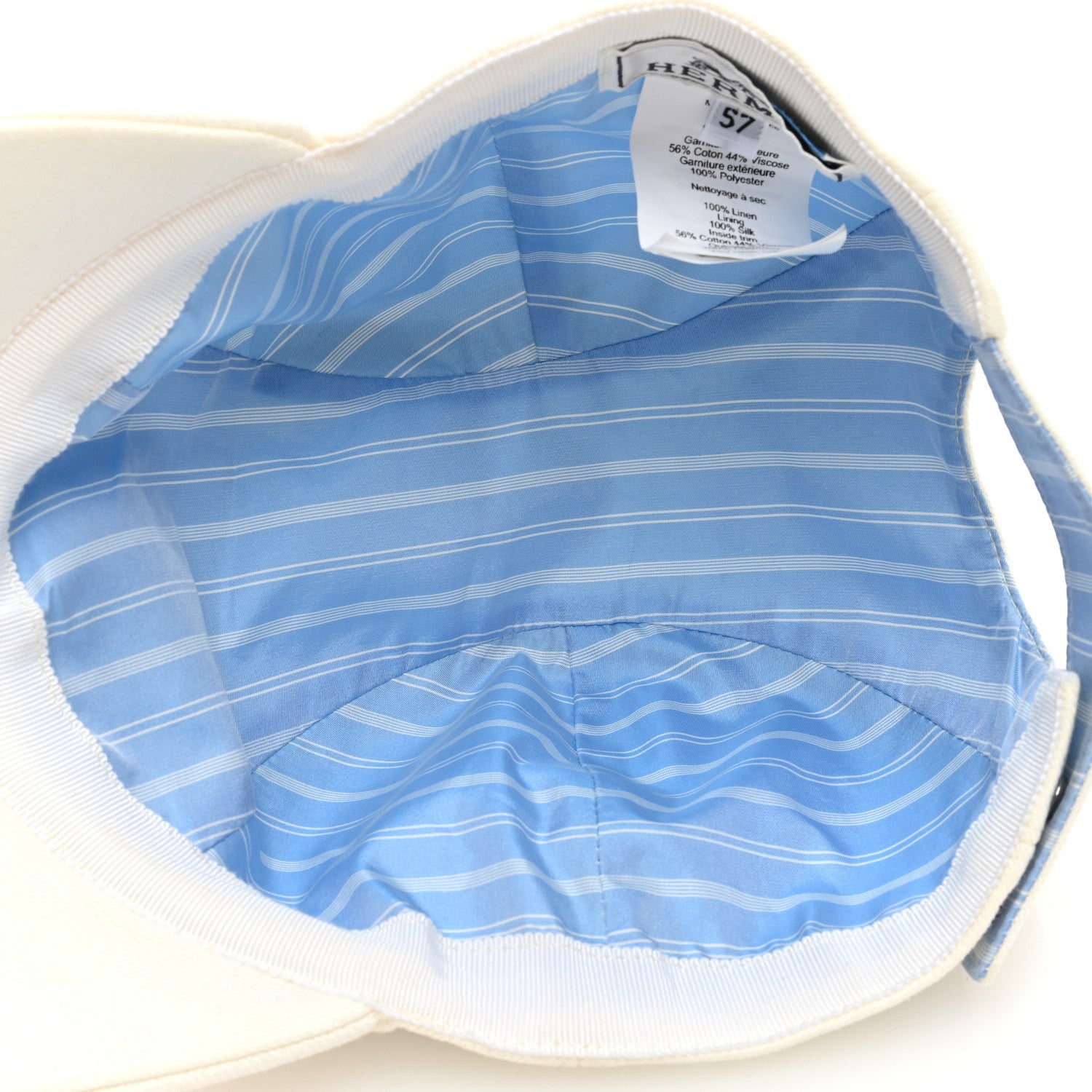 Hermes Linen Davis Ancre Cap 57 White 7 of 8