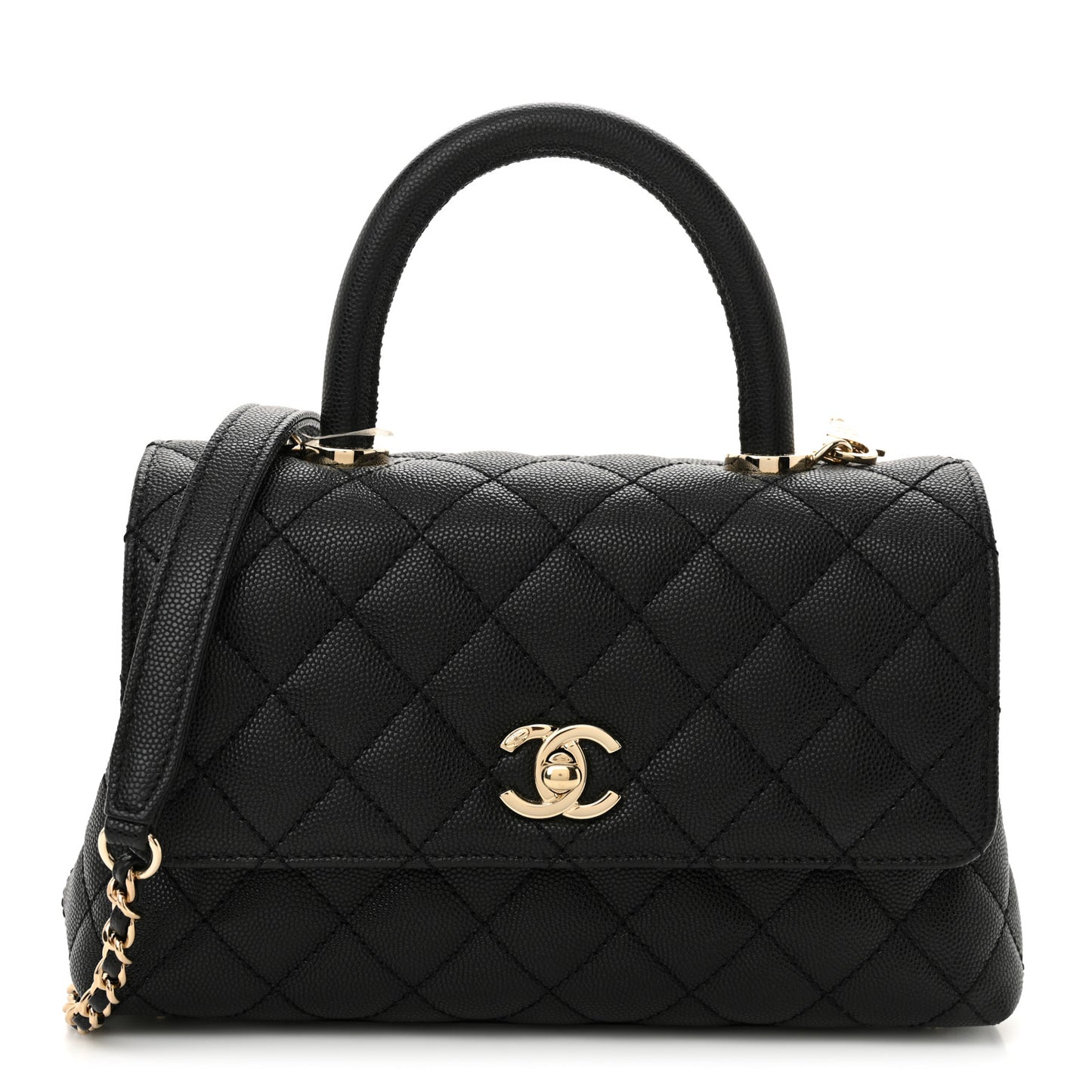 Caviar Quilted Mini Coco Handle Flap Black