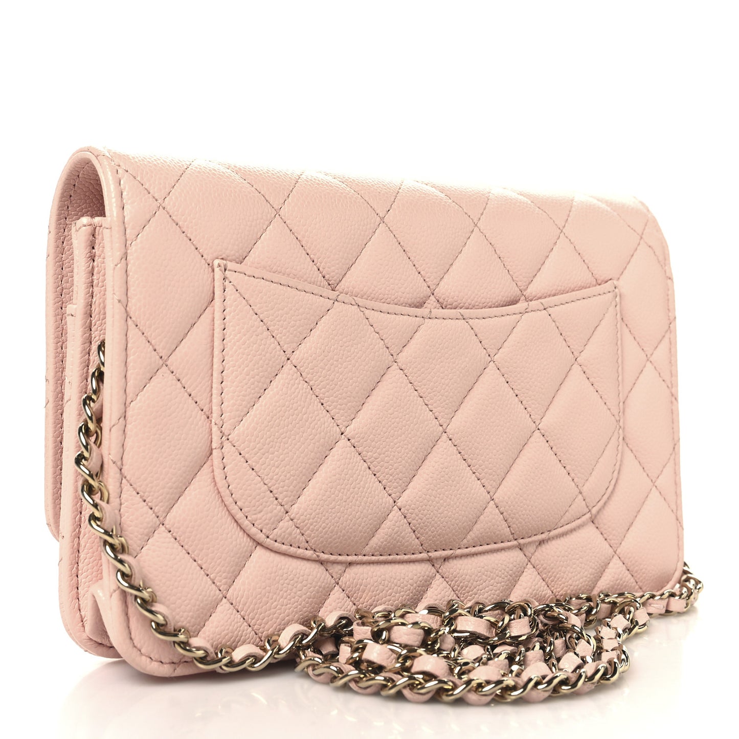 Caviar Quilted Wallet on Chain WOC Light Pink