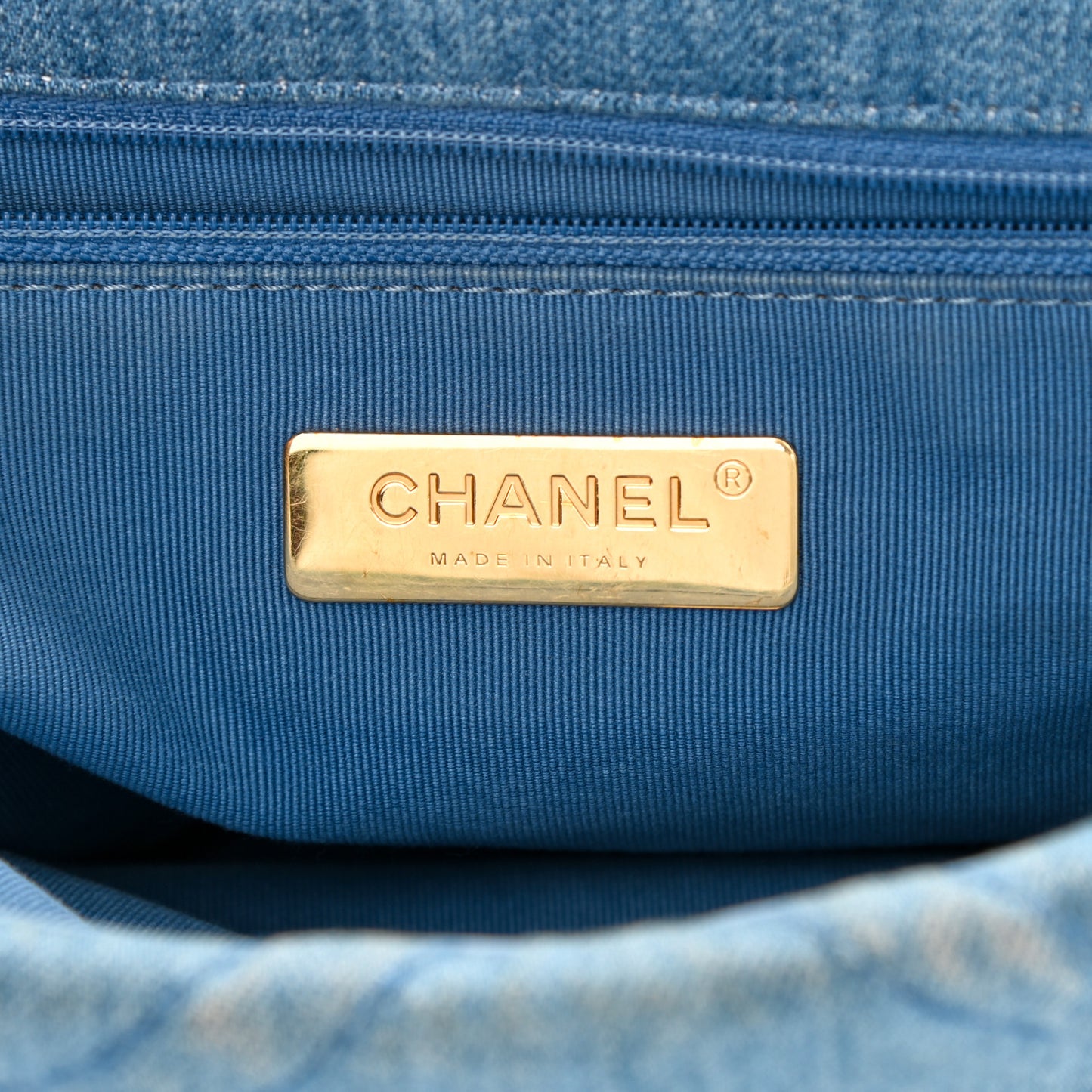 Denim Quilted Medium Chanel 19 Flap Blue