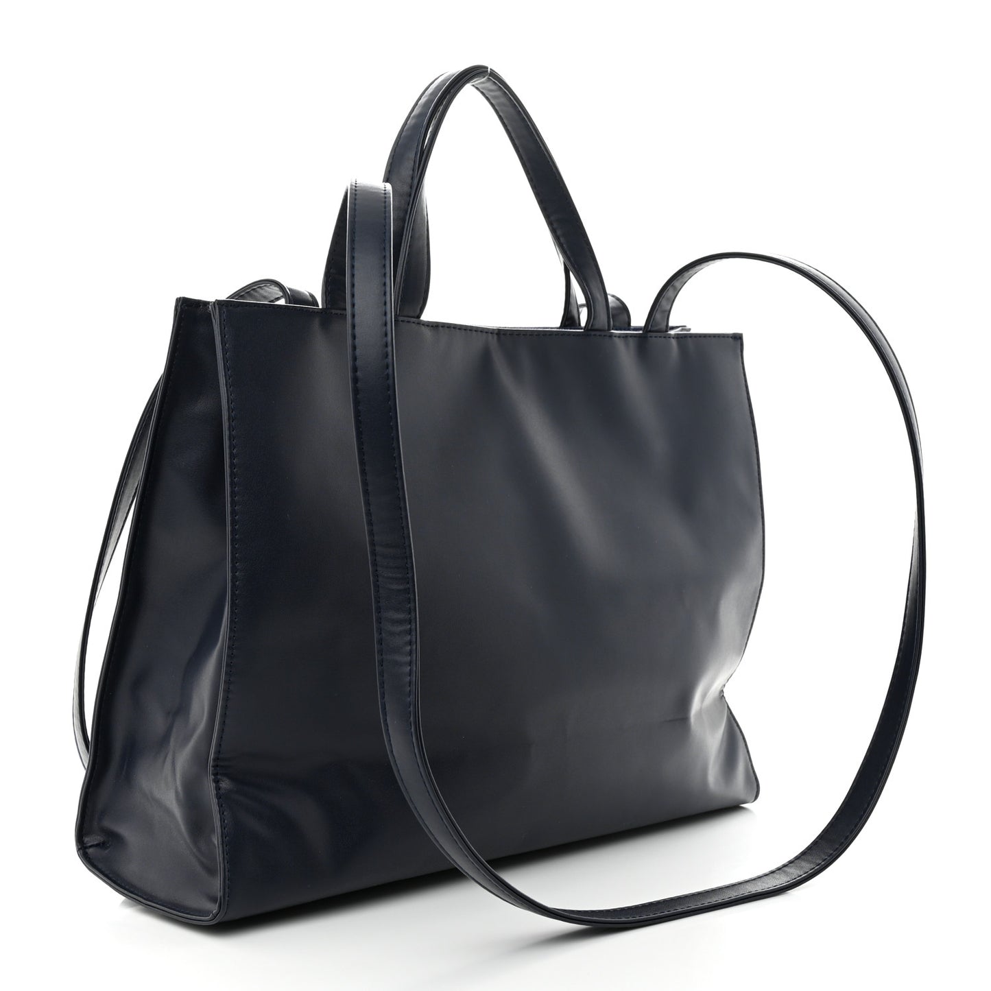 Vegan Leather Medium Shopping Bag Navy