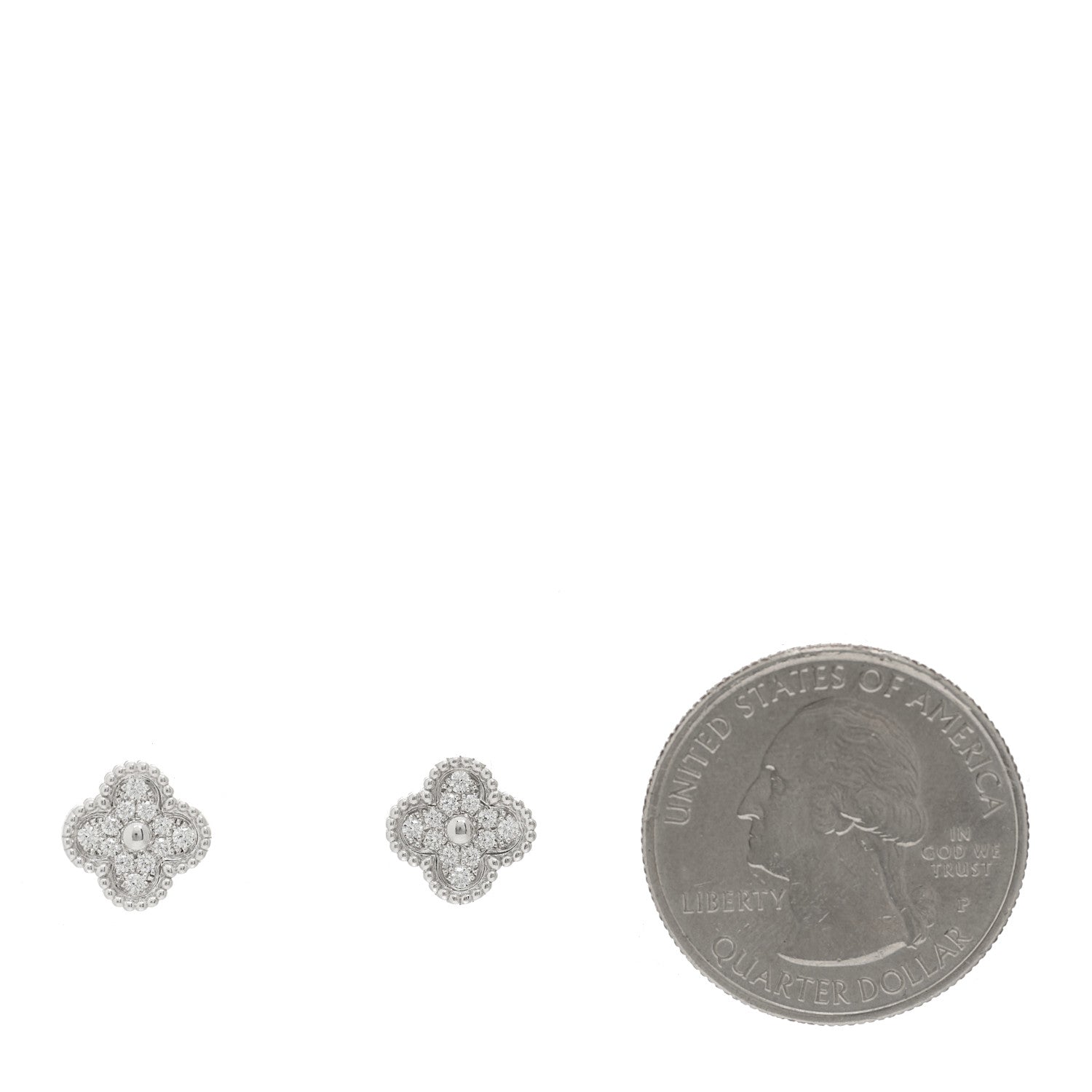 Van Cleef & Arpels 18K White Gold Diamond Sweet Alhambra Earrings 2 of 5