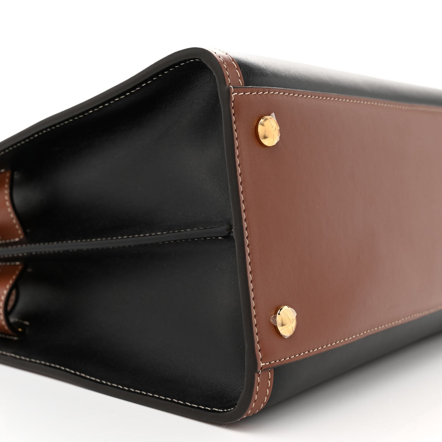 Calfskin Check Small Two Handle Title Bag Black