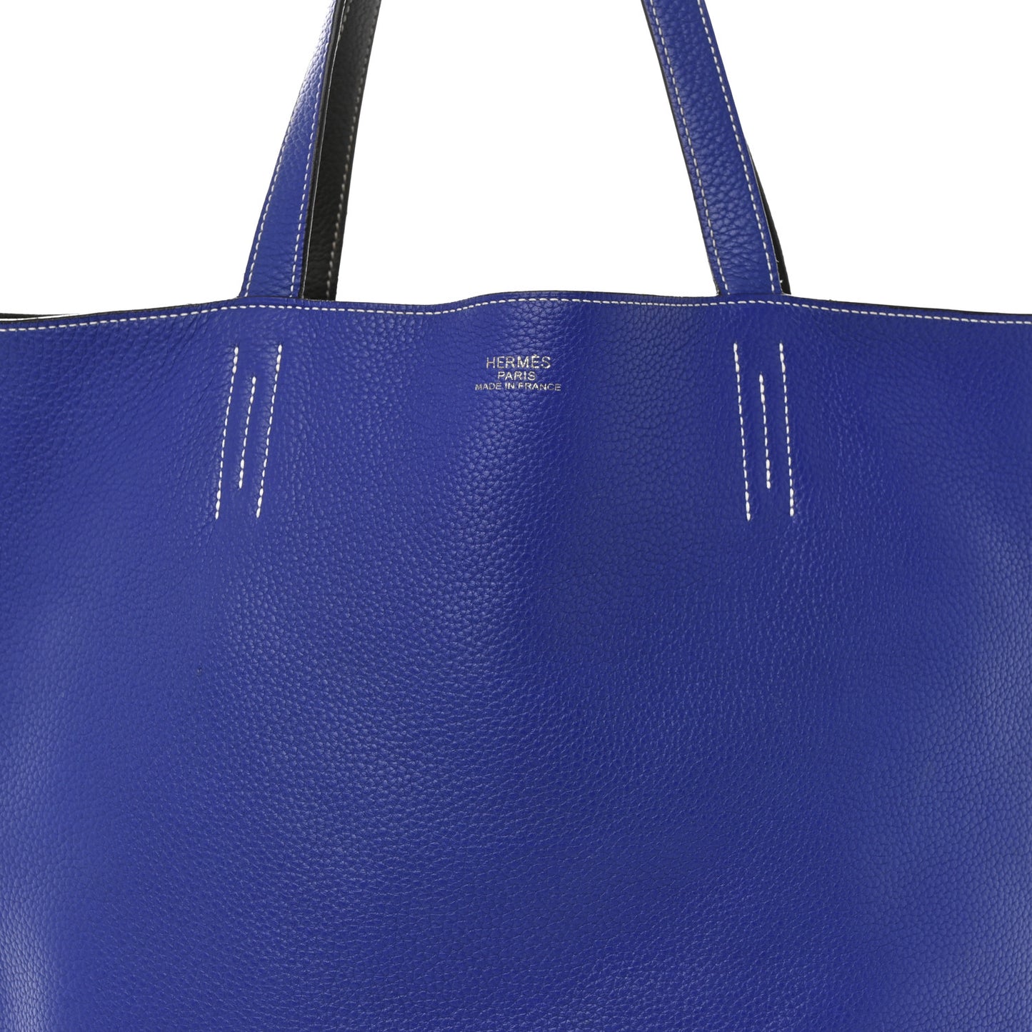 Taurillon Clemence Double Sens 36 Reversible Tote Graphite Bleu Electrique