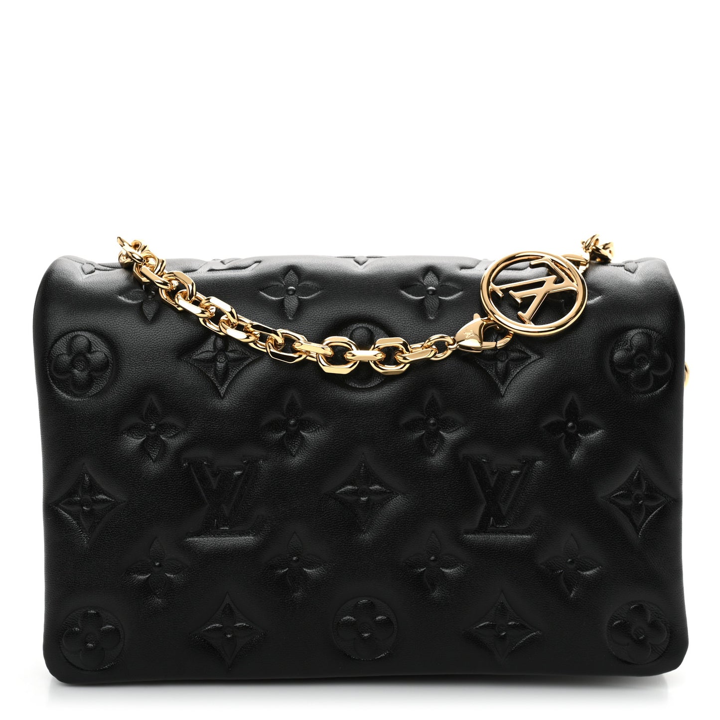 Lambskin Embossed Monogram Pochette Coussin Black