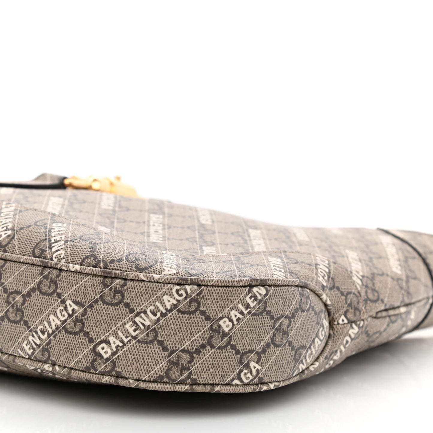 X BALENCIAGA GG Supreme Monogram Logo Print Medium Jackie 1961 Hobo Beige Ebony