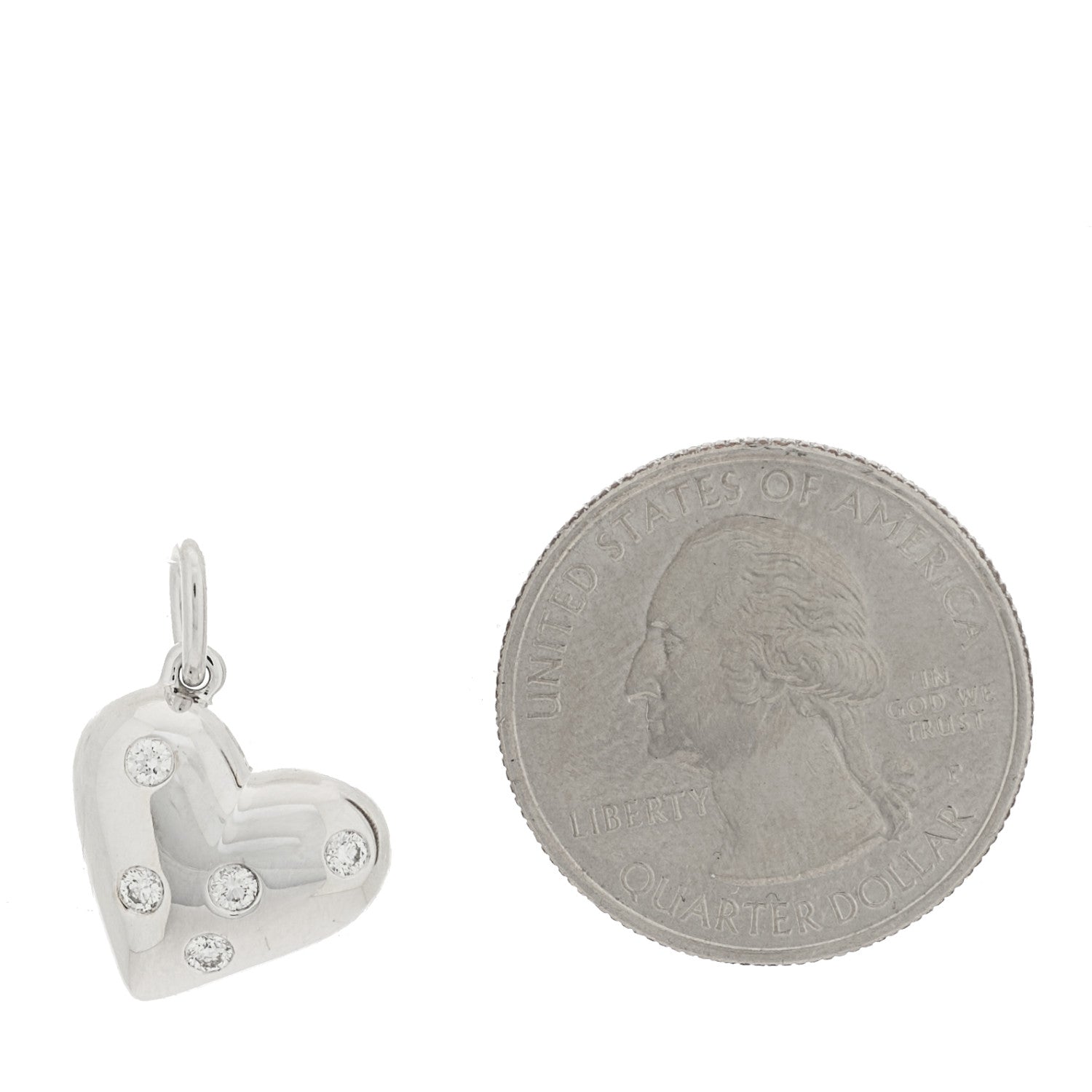 Tiffany 18K White Gold Platinum Diamond Etoile Heart Charm 2 of 5