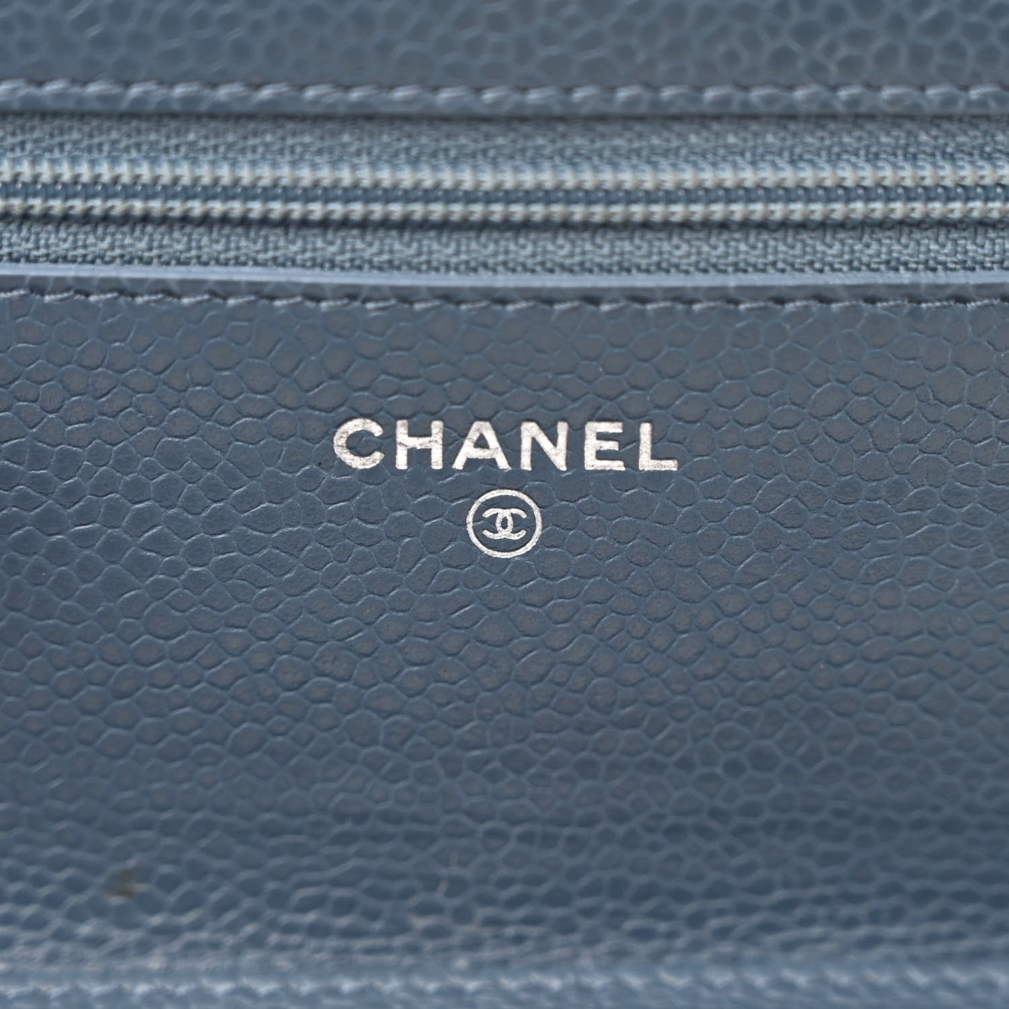 Caviar Quilted Wallet on Chain WOC Blue