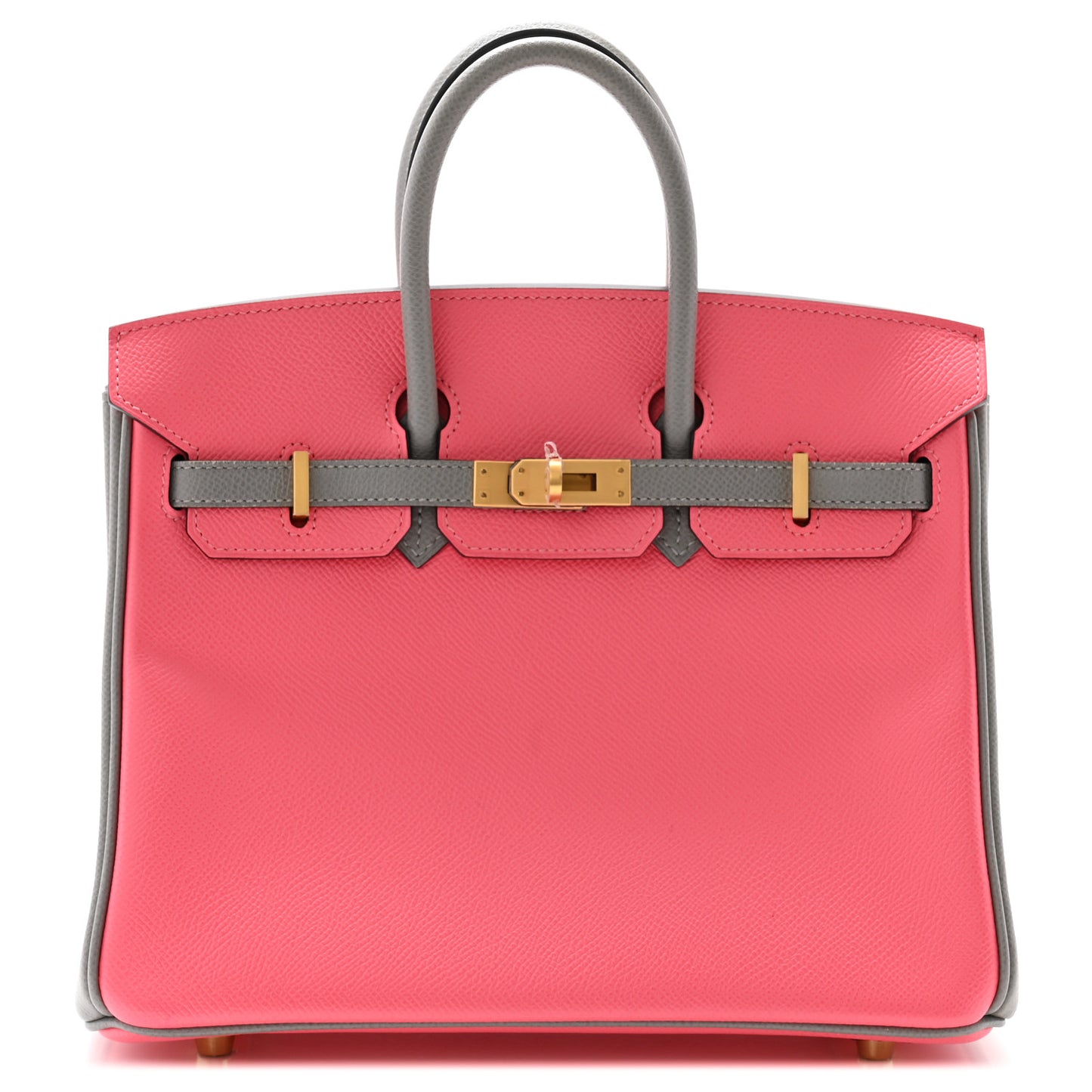 Epsom Horseshoe Birkin 25 Rose Azalee Gris Mouette