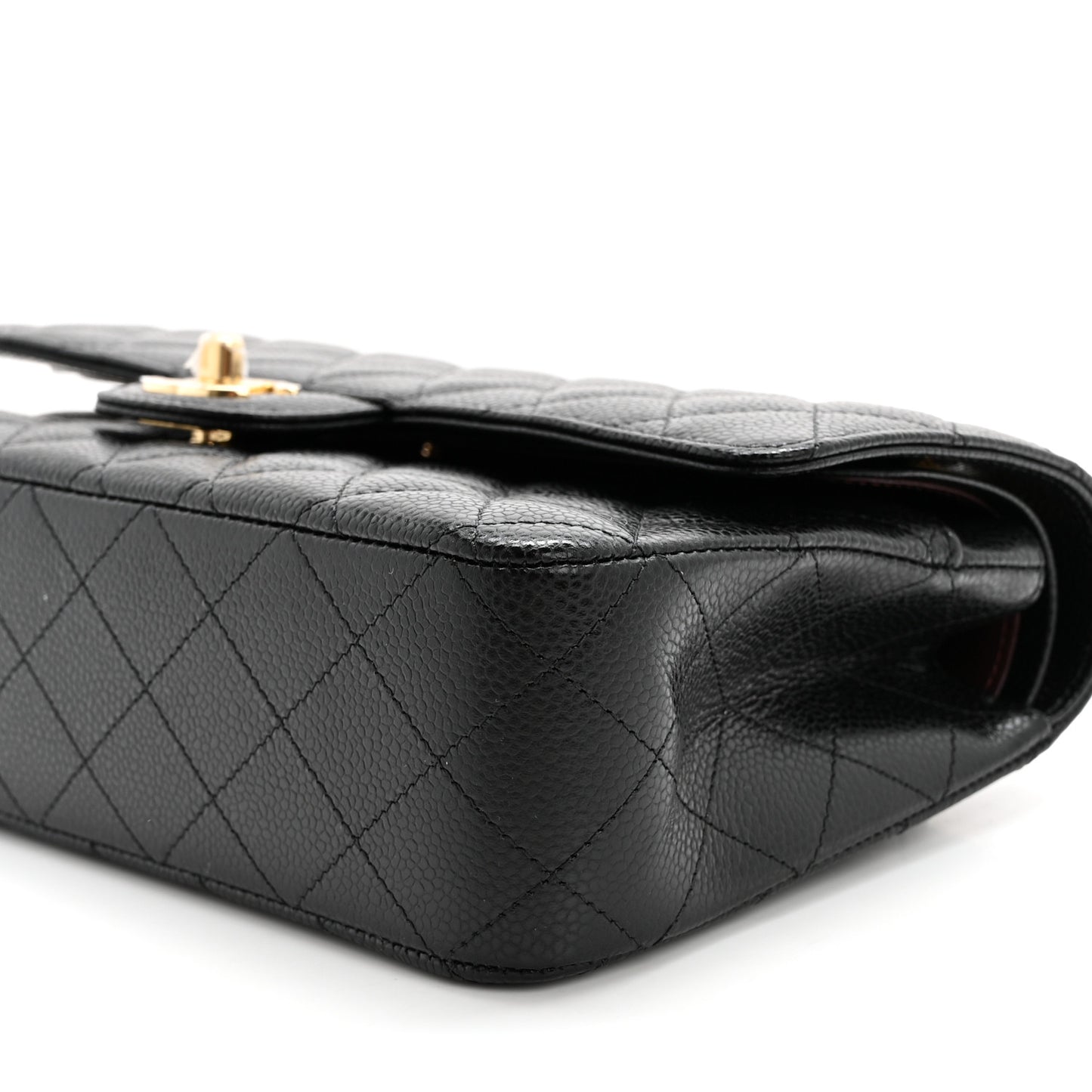Caviar Quilted Medium Double Flap Black