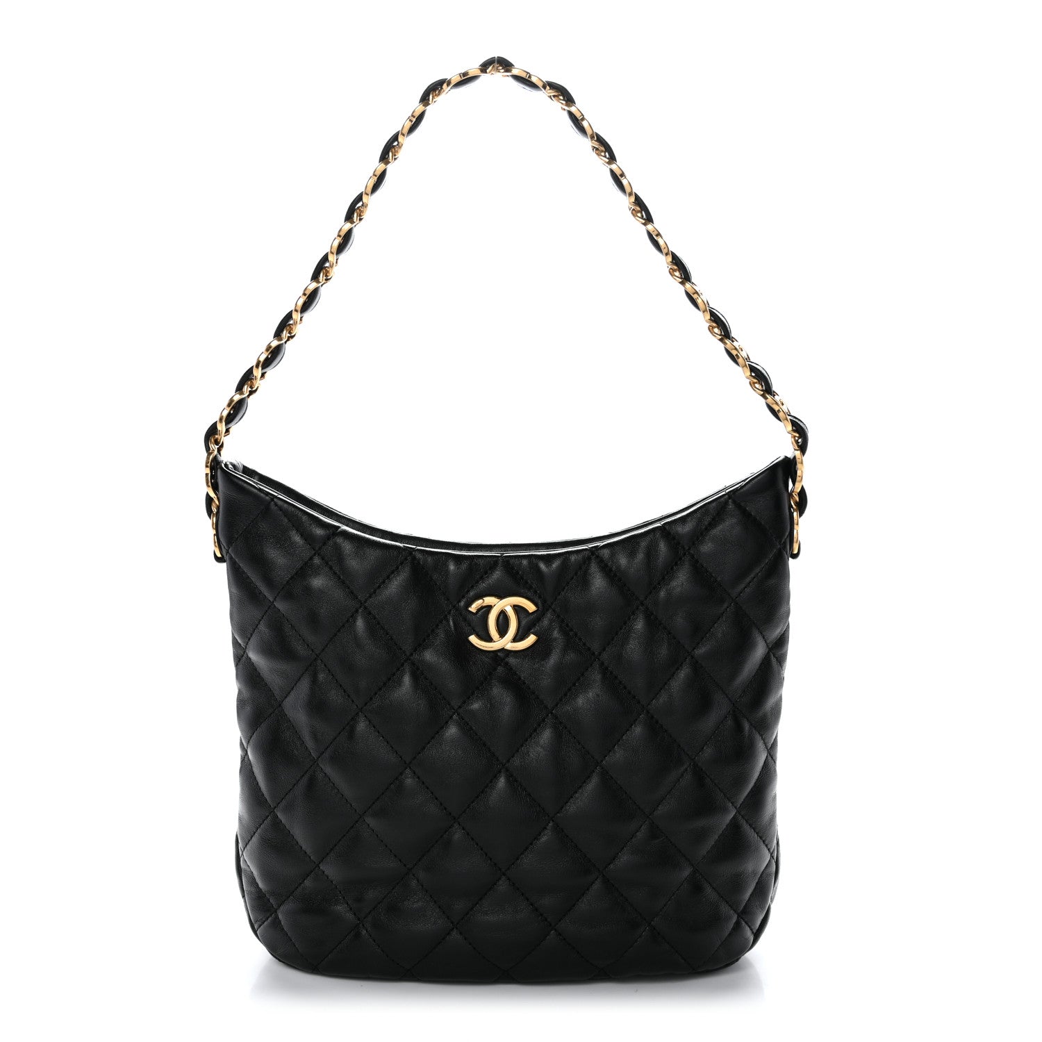 Chanel Lambskin Quilted Large CC Links Hobo Black 1842054