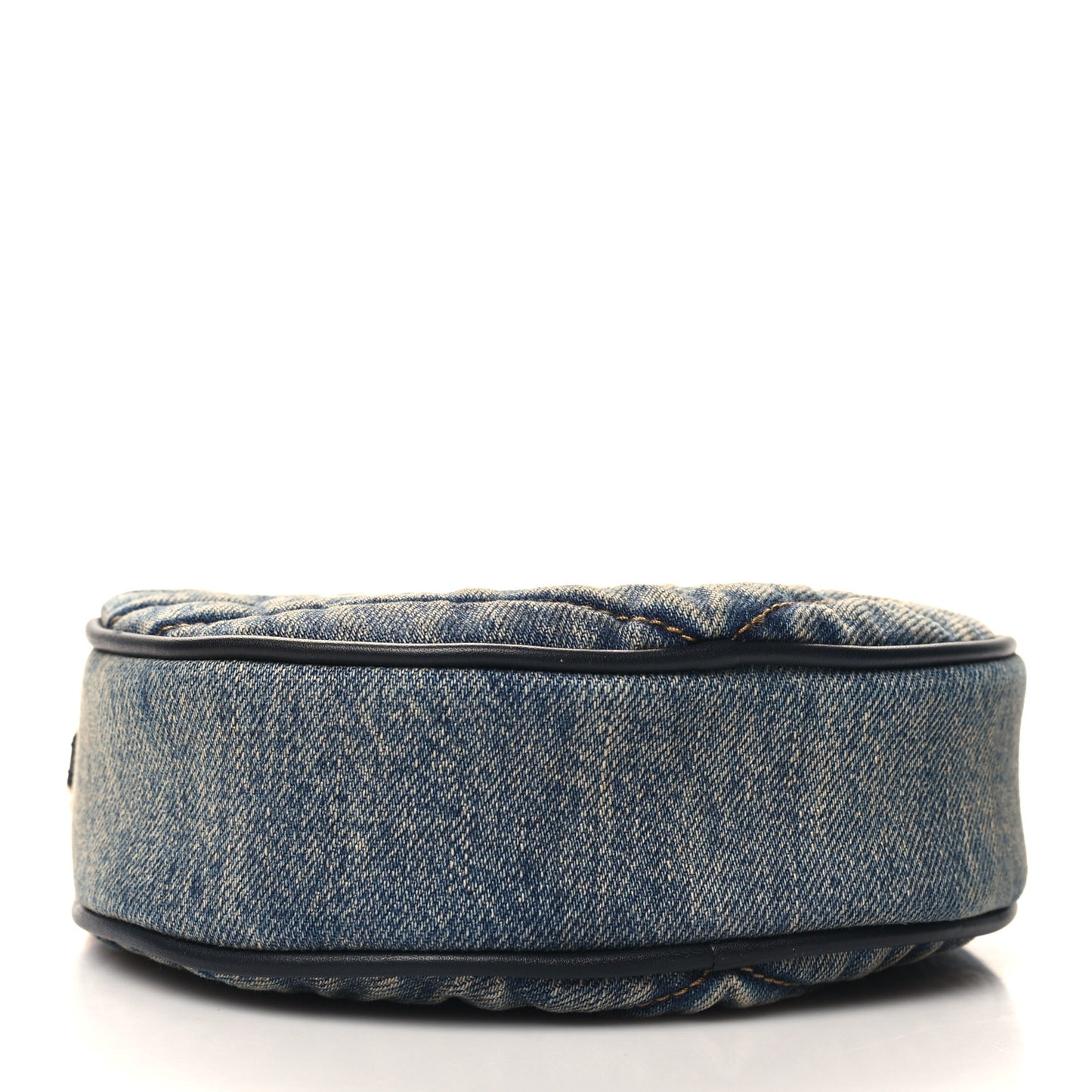 Denim Quilted Monogram Round Crossbody Bag Rodeo Blue Black