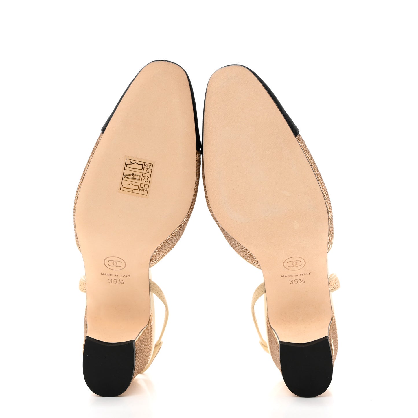 Sequin Grosgrain Cap Toe CC Slingback Pumps 36.5 Gold Black