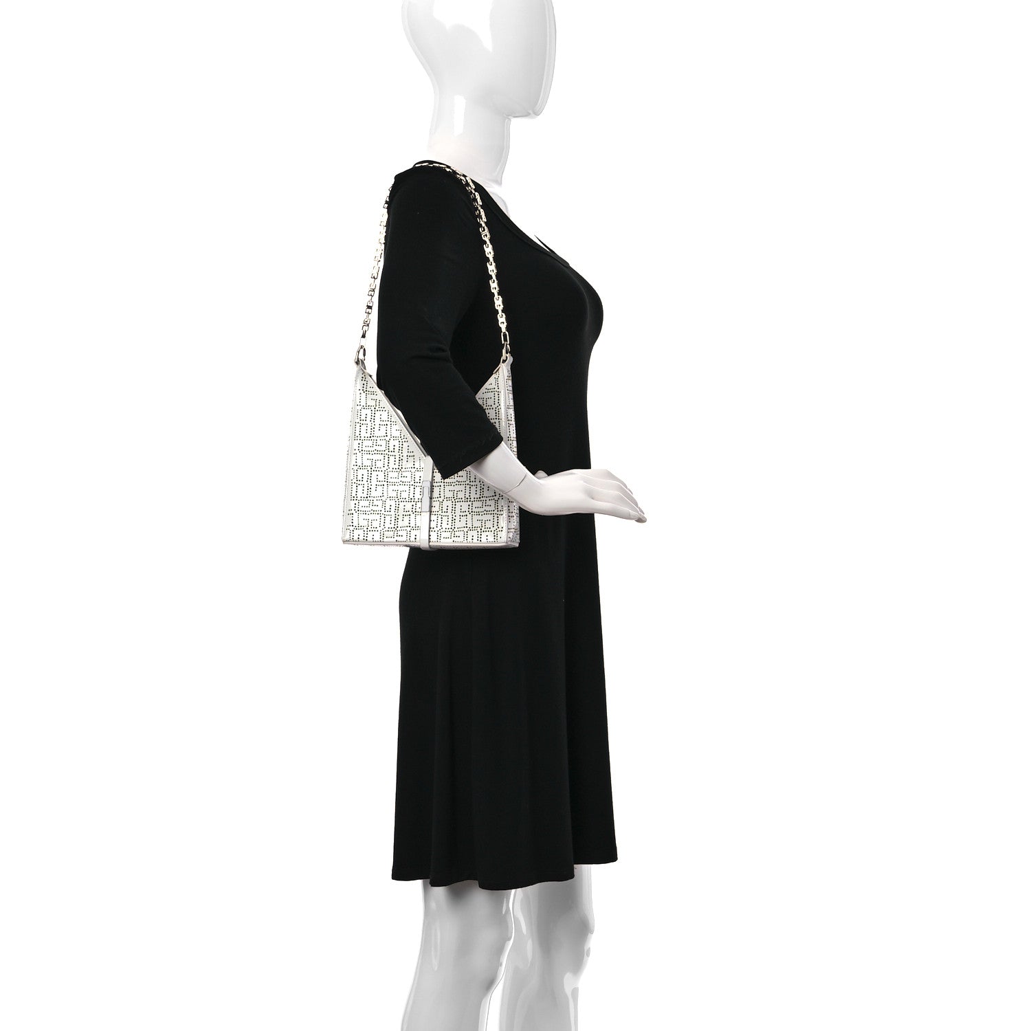 Givenchy Calfskin 4G Perforated Mini Cut Out Shoulder Bag Ivory 2 of 10