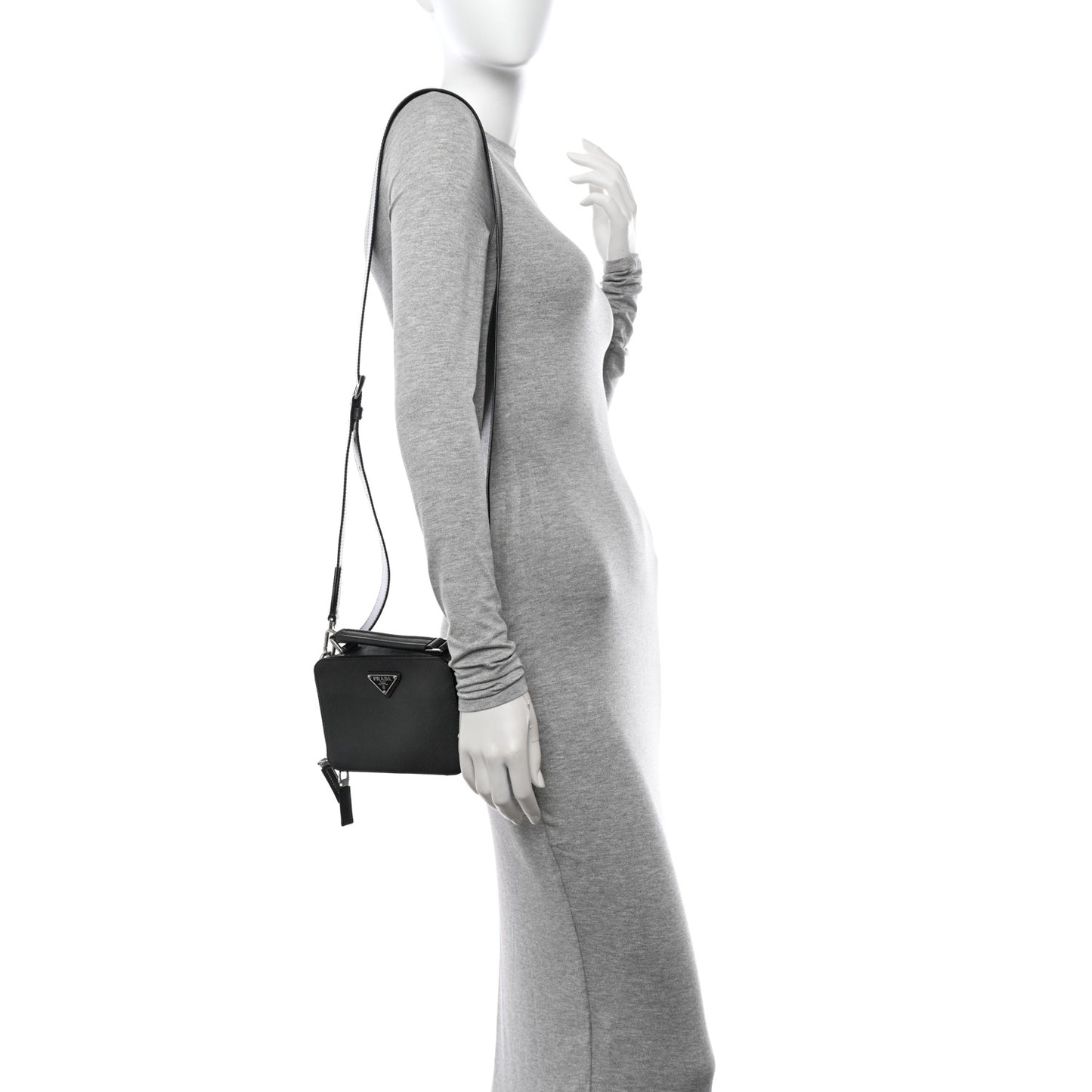 Saffiano Travel Small Brique Top Handle Crossbody Bag Anthracite Gray