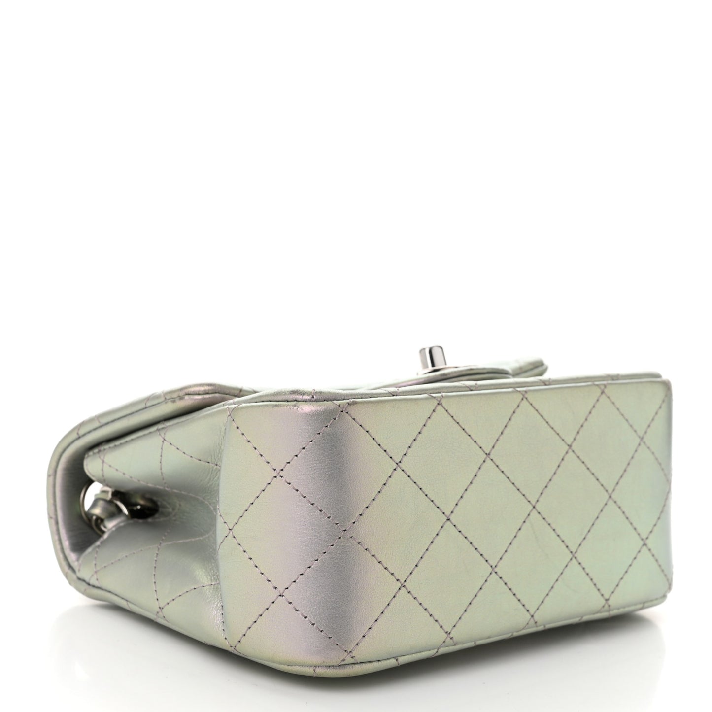 Iridescent Lambskin Quilted Mini Square Flap Light Purple