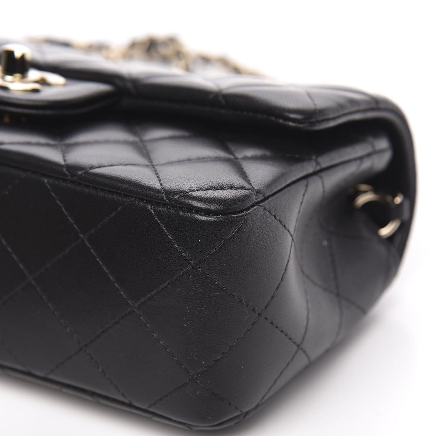Lambskin Quilted Mini Rectangular Flap Black