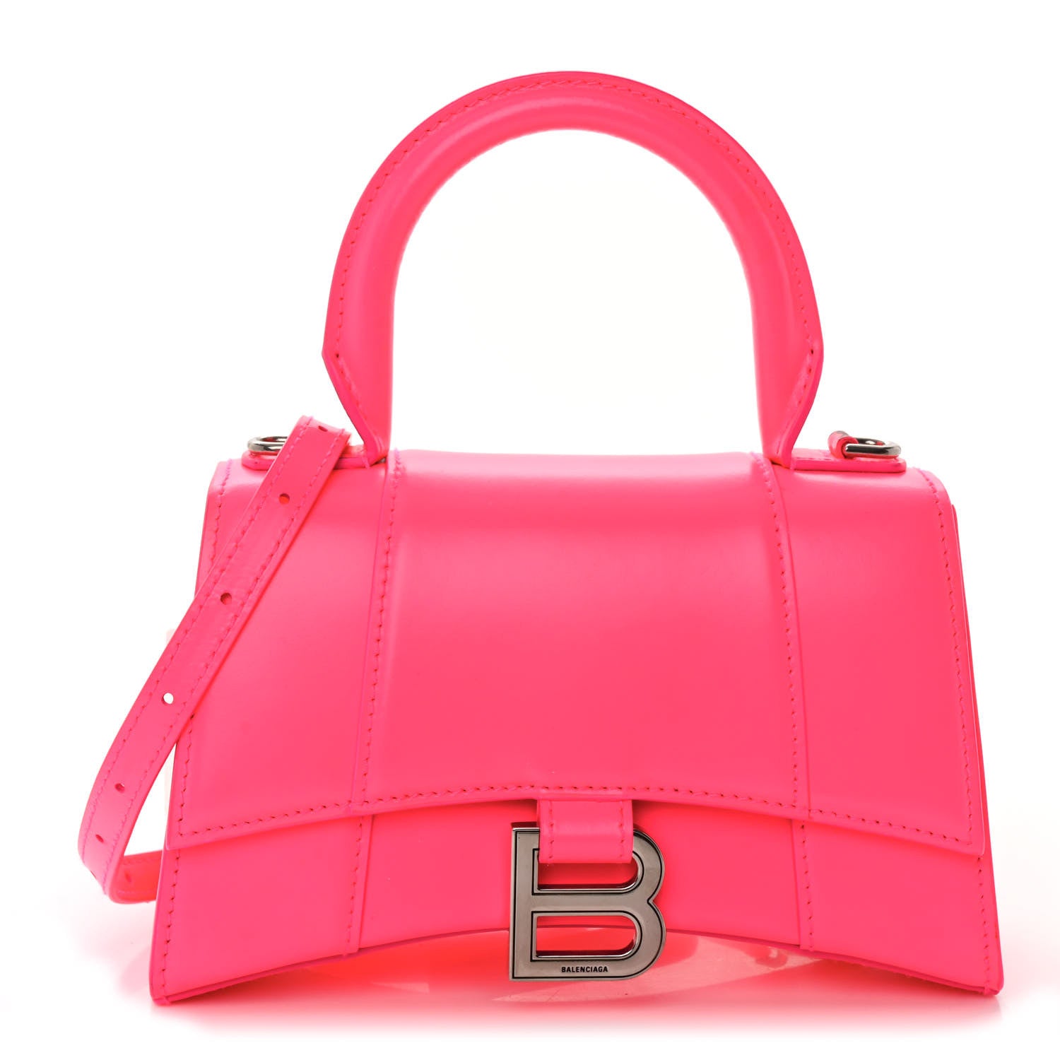 Balenciaga Shiny Box Calfskin Hourglass Top Handle Bag XS Acid Fuchsia 1 of 13