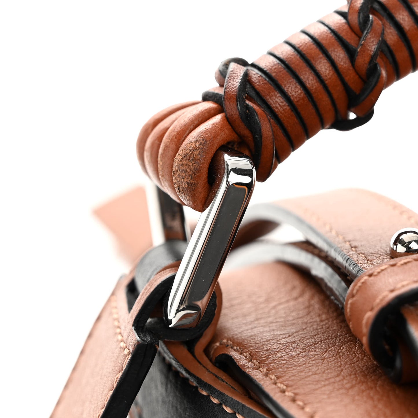 Calfskin Small Craft Puzzle Bag Tan Black