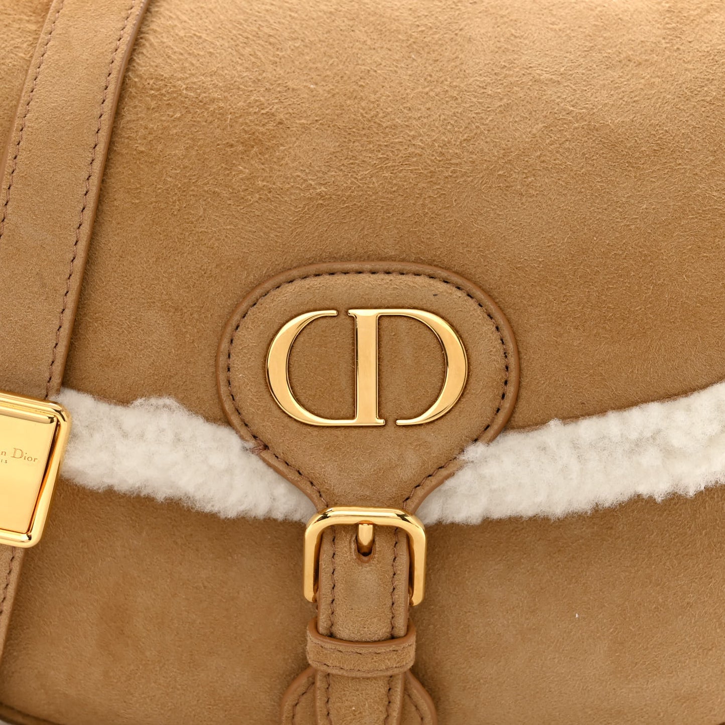 Suede Shearling Medium Bobby Flap Natural