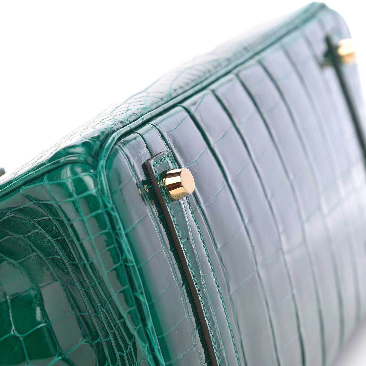 Shiny Niloticus Crocodile Horseshoe Birkin 30 Vert Emeraude Black
