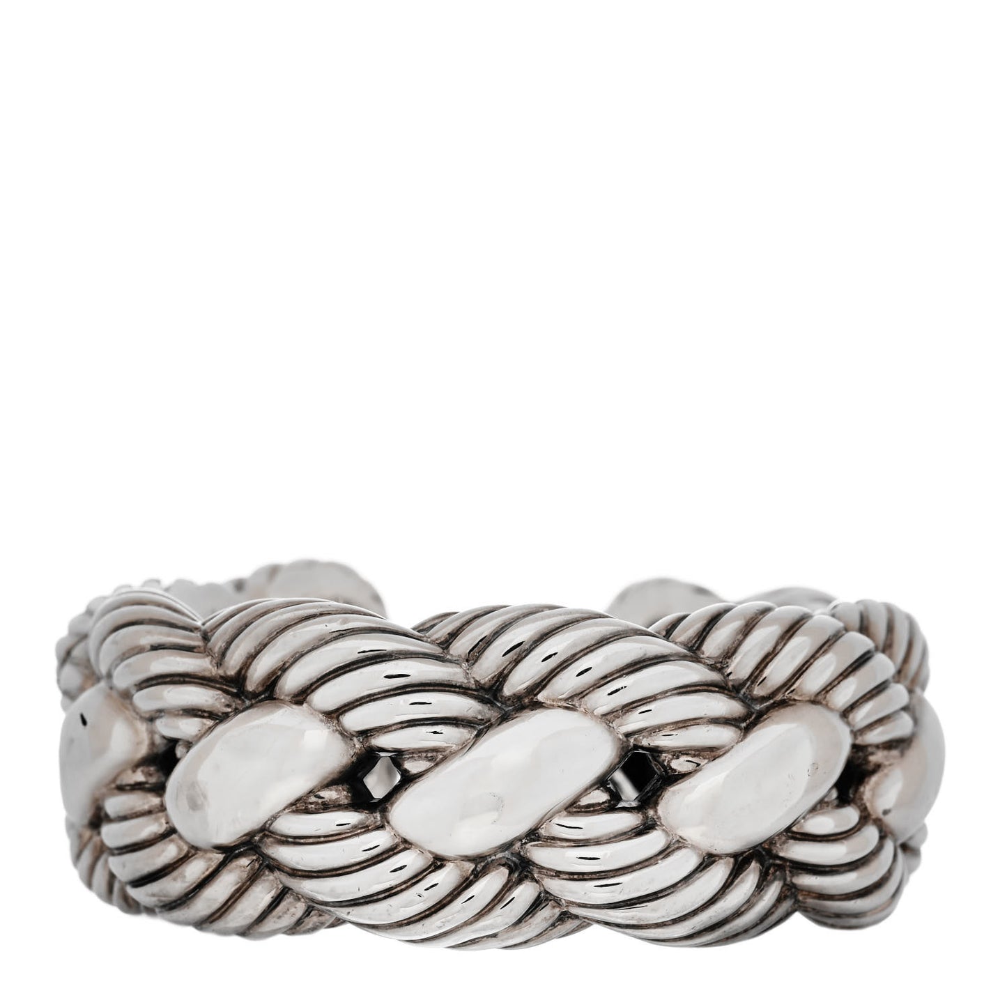 Sterling Silver Large Woven Cable Cuff Bracelet