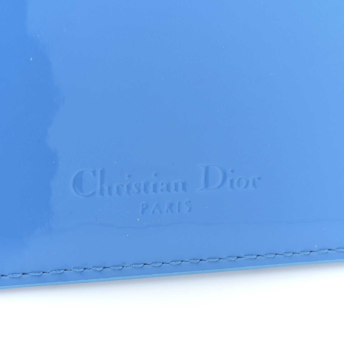 Patent Cannage Lady Dior Card Holder Blue