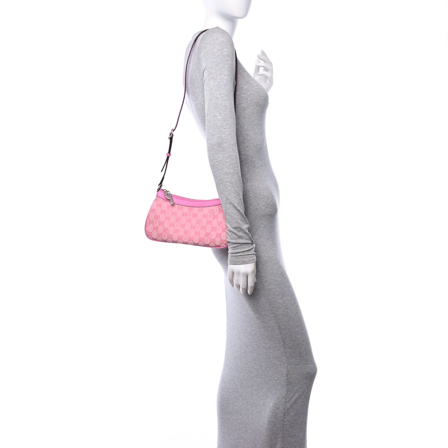 X PALACE GG Supreme Monogram Palace Textured Dollar Calfskin Shoulder Bag Pink Pale Rose Palace
