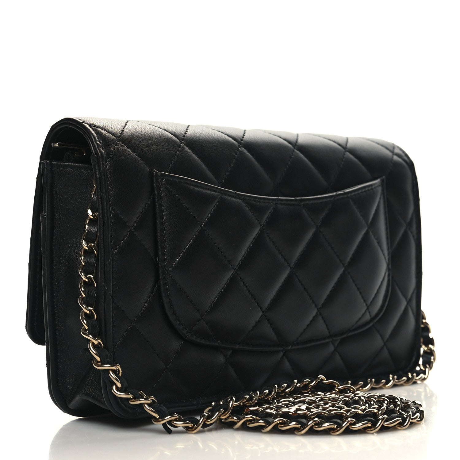 Chanel Lambskin Quilted Enamel Wallet On Chain WOC Black 3 of 11