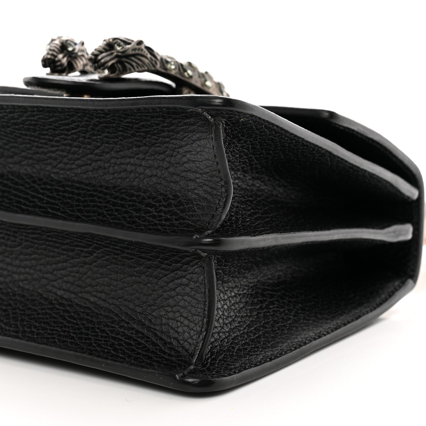 Dollar Calfskin Crystal Web Mini Dionysus Bamboo Top Handle Bag Black Black Diamond